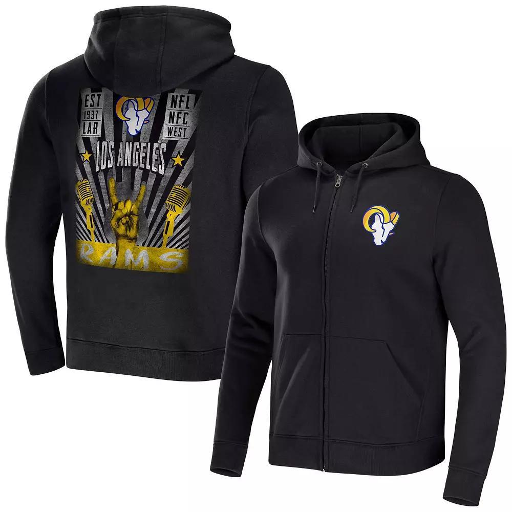 Men's NFL x Darius Rucker Collection by Fanatics Black Los Angeles Rams Rocker Full-Zip Hoodie, Size: Small Product Image