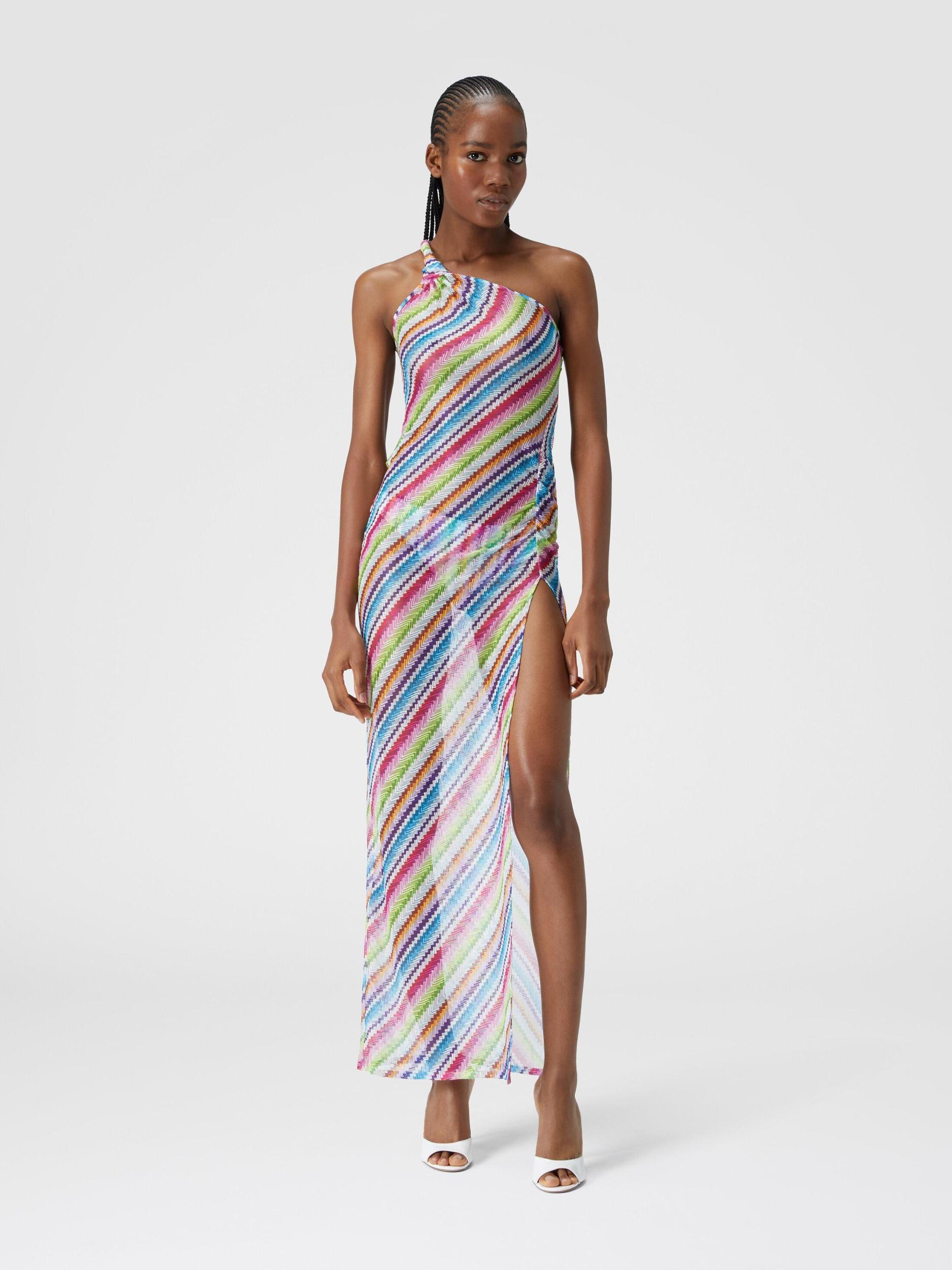 Zig zag print cover-up dress with knot neckline Product Image