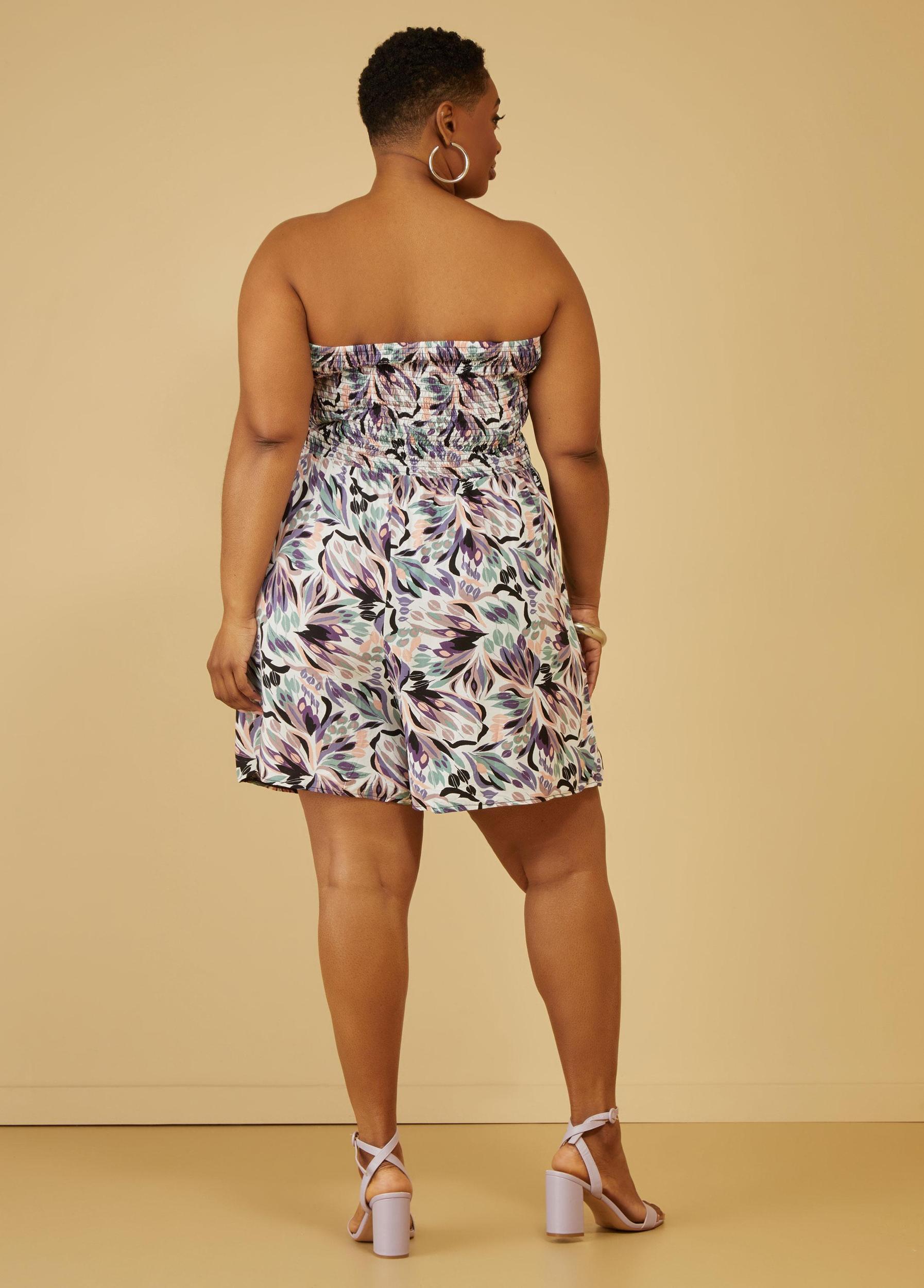 Strapless Floral Print Romper Product Image