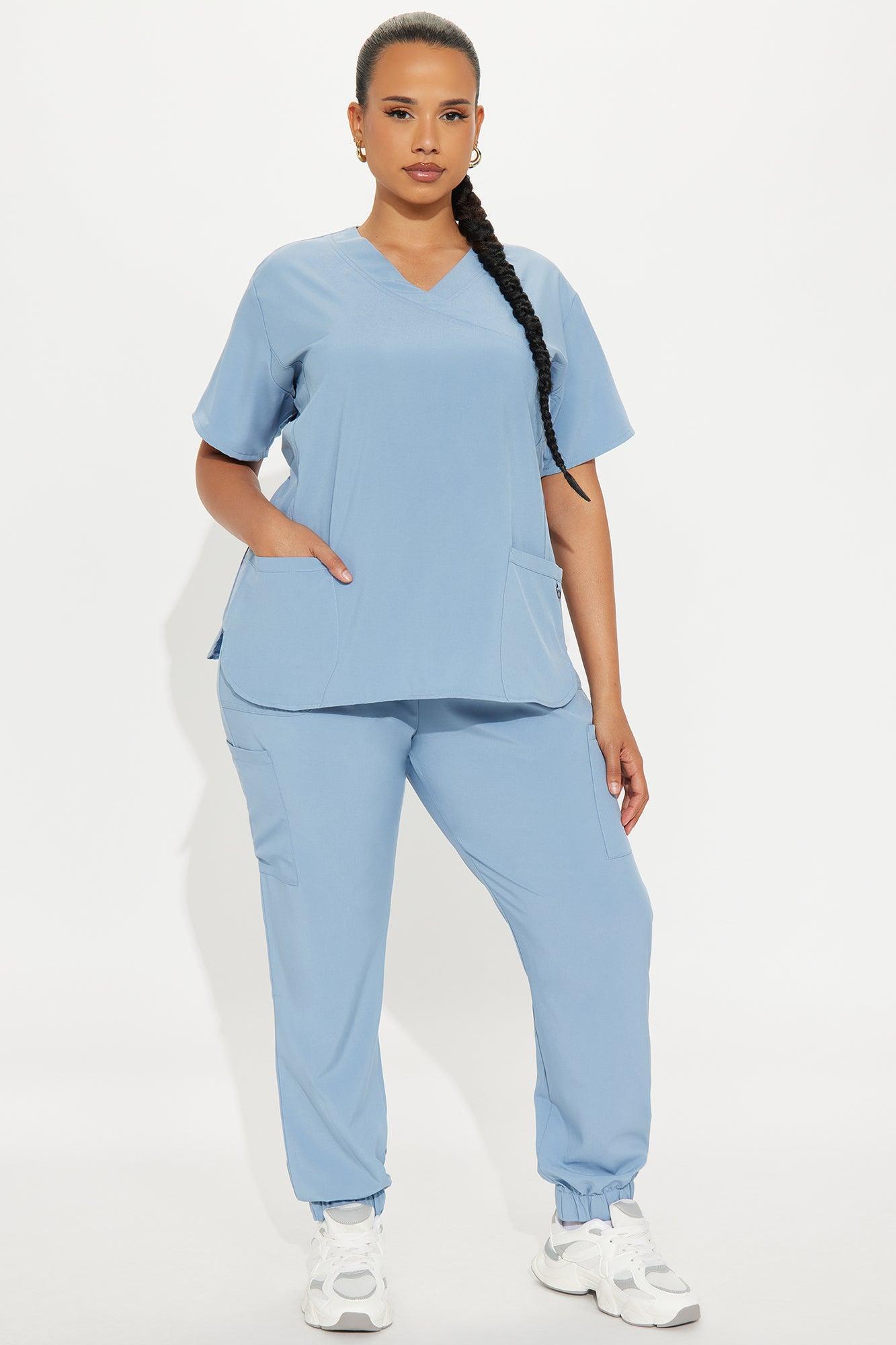 Feeling Better Stretch Scrub Uniform Jogger Set - Slate Blue Product Image