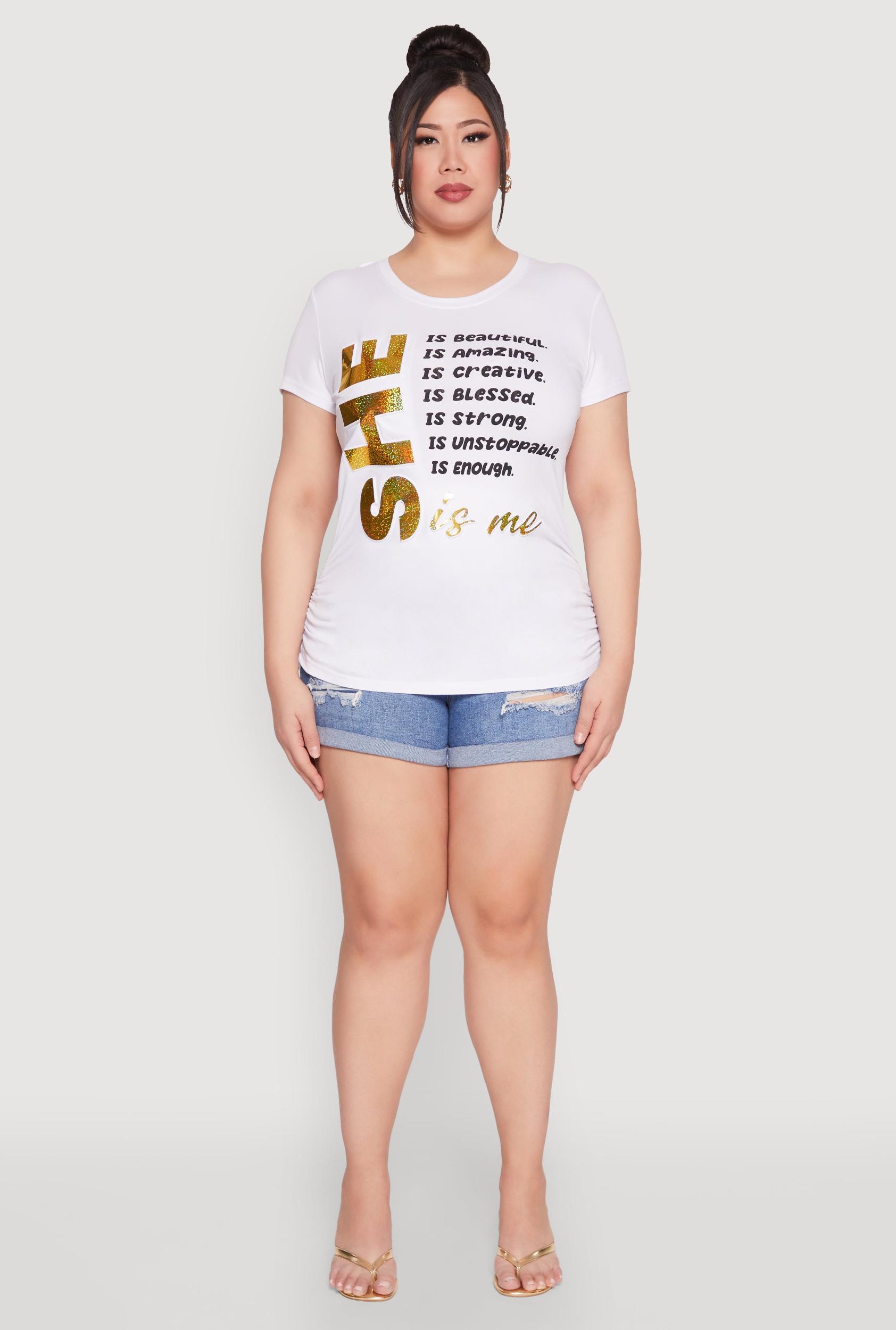 Womens Plus Size 3D Foil She Is Me Graphic Tee Product Image