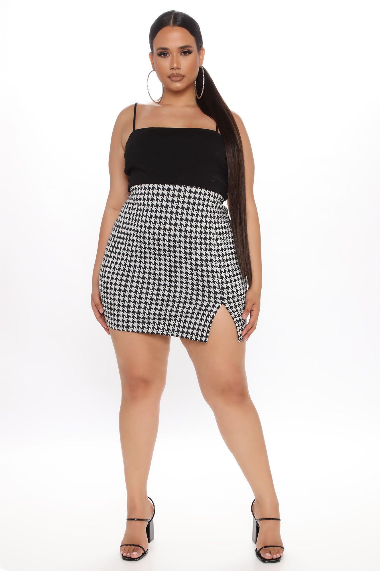 Flame In Your Heart Houndstooth Mini Skirt - Black/Grey Product Image