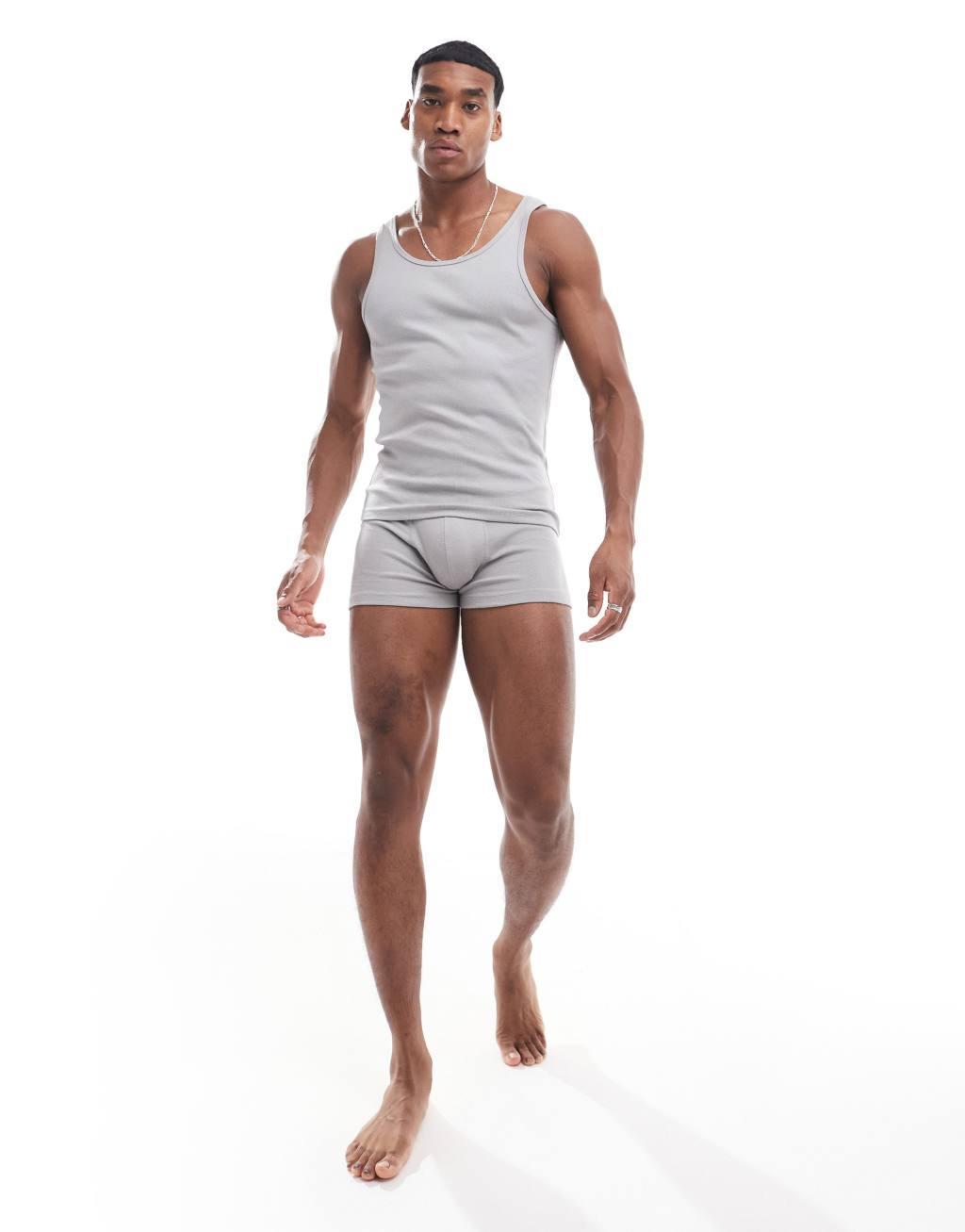 ASOS DESIGN capsule collection ribbed muscle tank top in gray Product Image