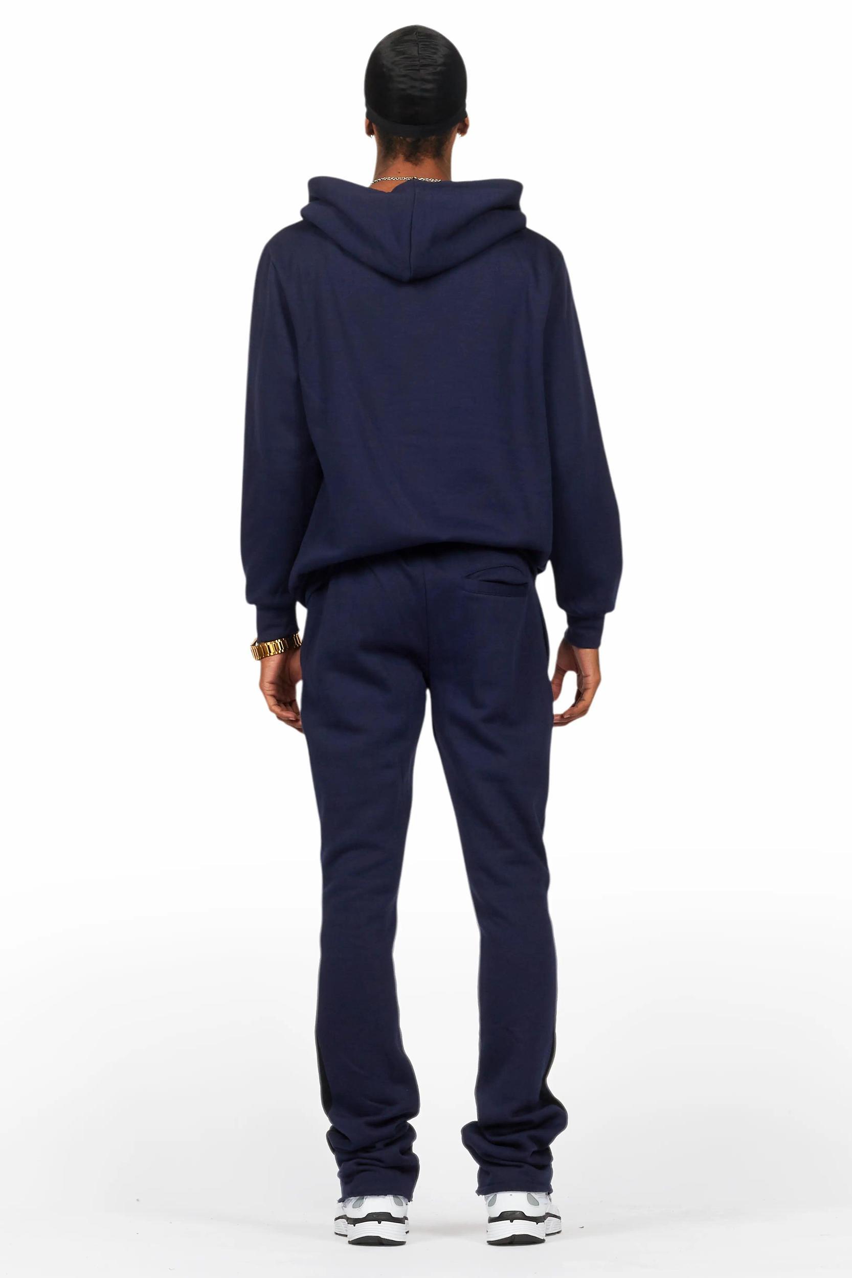 Basic Navy Hoodie/Stacked Flare Track Set Male Product Image