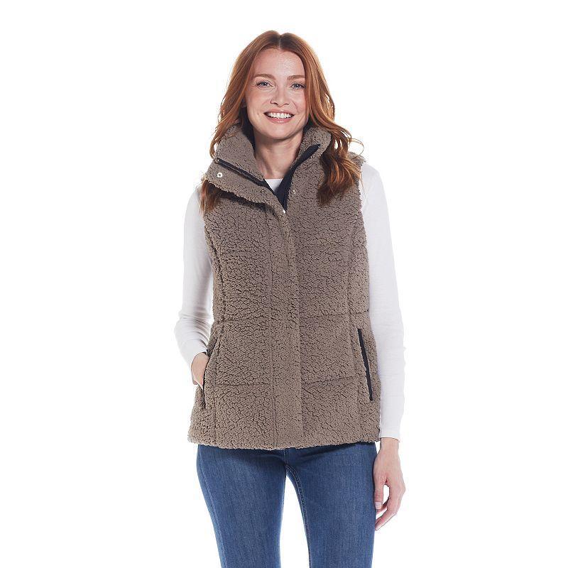 Women's Weathercast Sherpa Puffer Vest, Size: Medium, Black Product Image