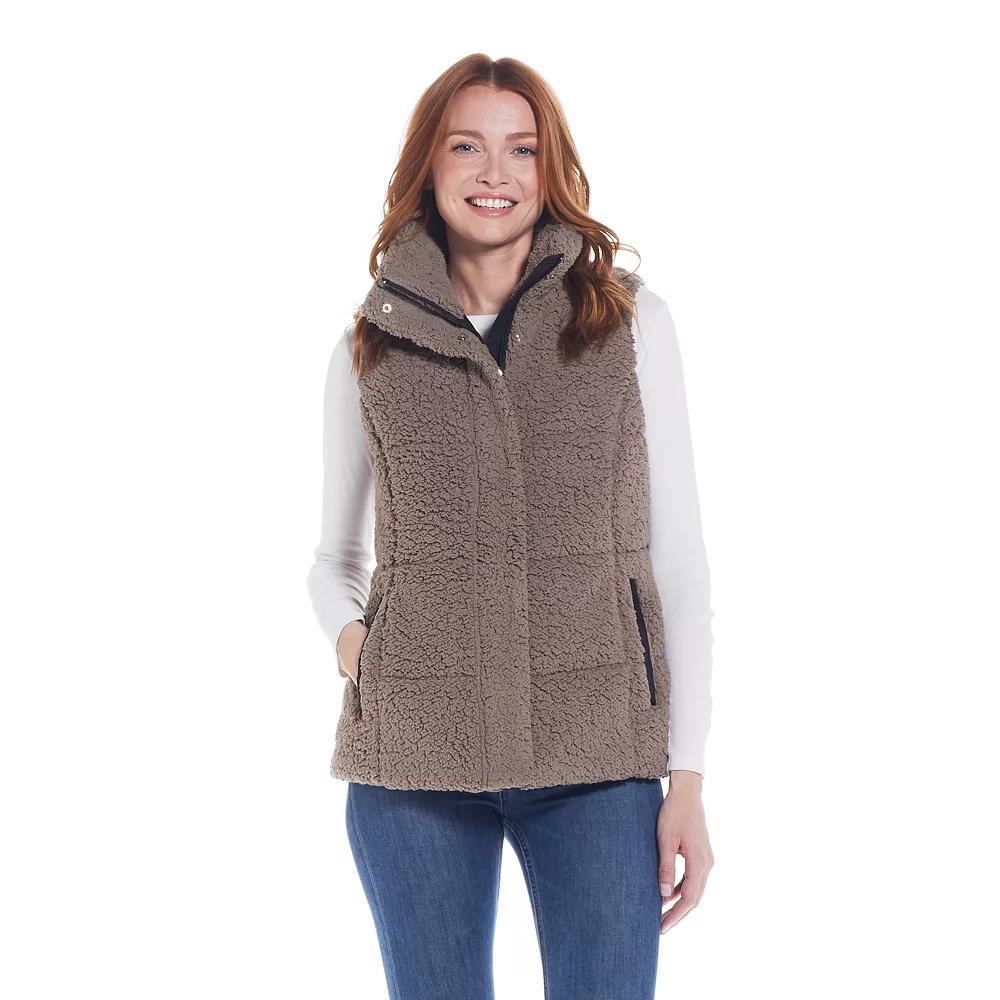 Women's Weathercast Sherpa Puffer Vest, Size: Medium, Black Product Image