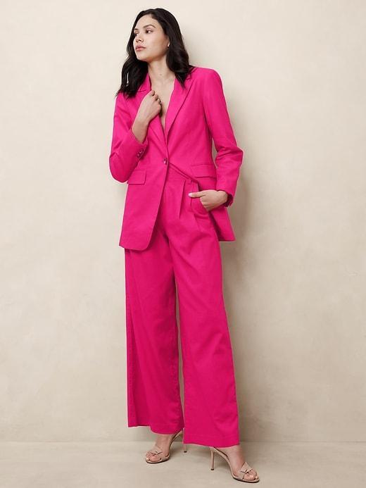 Linen-Blend Wide-Leg Pleated Trouser Product Image