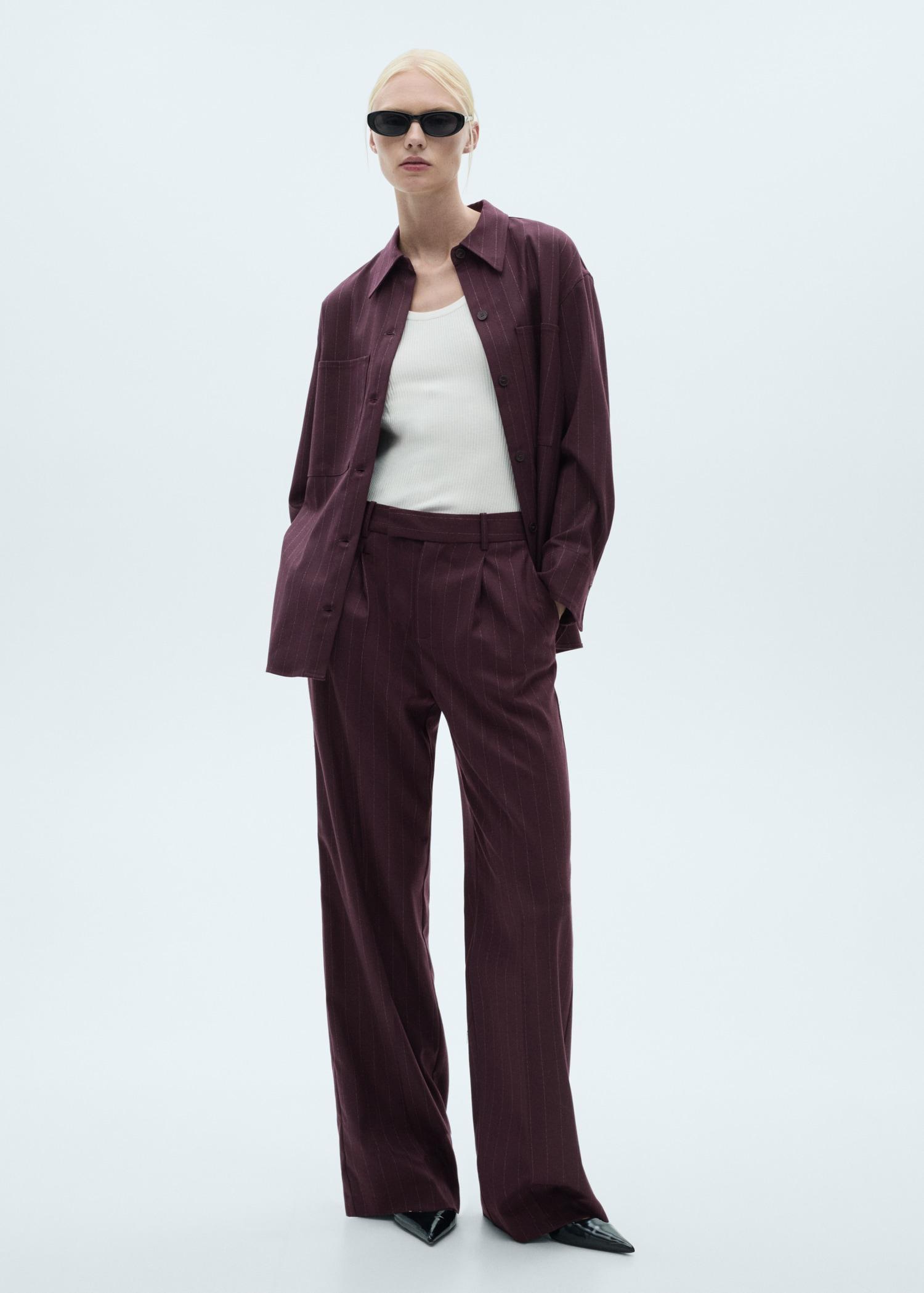 Pinstripe pleated pants - Women | MANGO USA Product Image