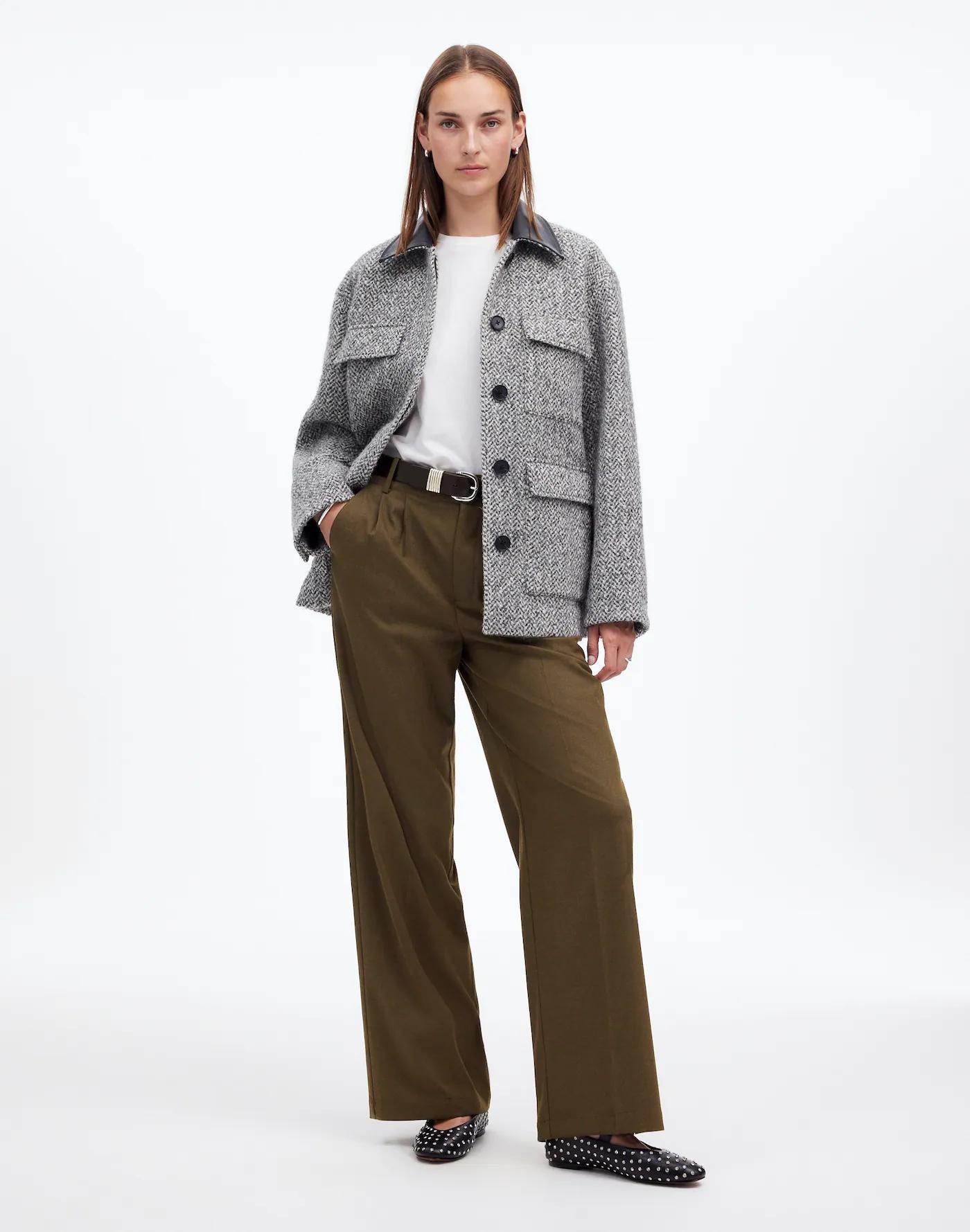 The Harlow Wide-Leg Trouser in Brushed Twill Product Image