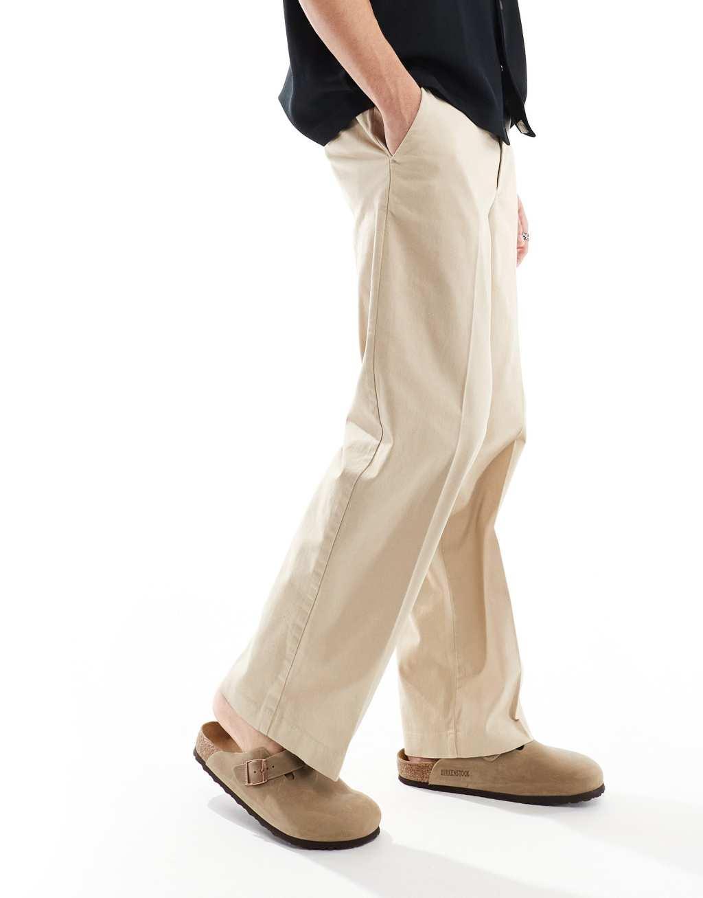 Jack & Jones bill wide fit chinos in beige  Product Image