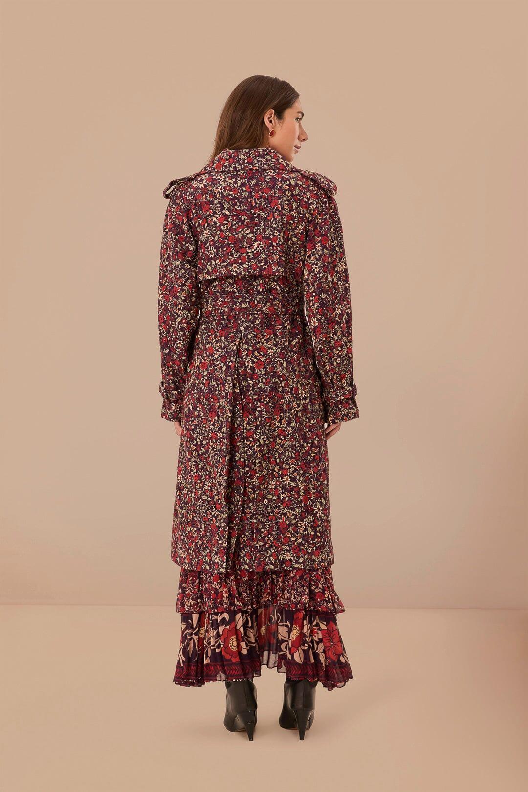 Purple Chelsea Garden Cotton Eyelet Trench Coat, CHELSEA GARDEN PURPLE / XXS Product Image