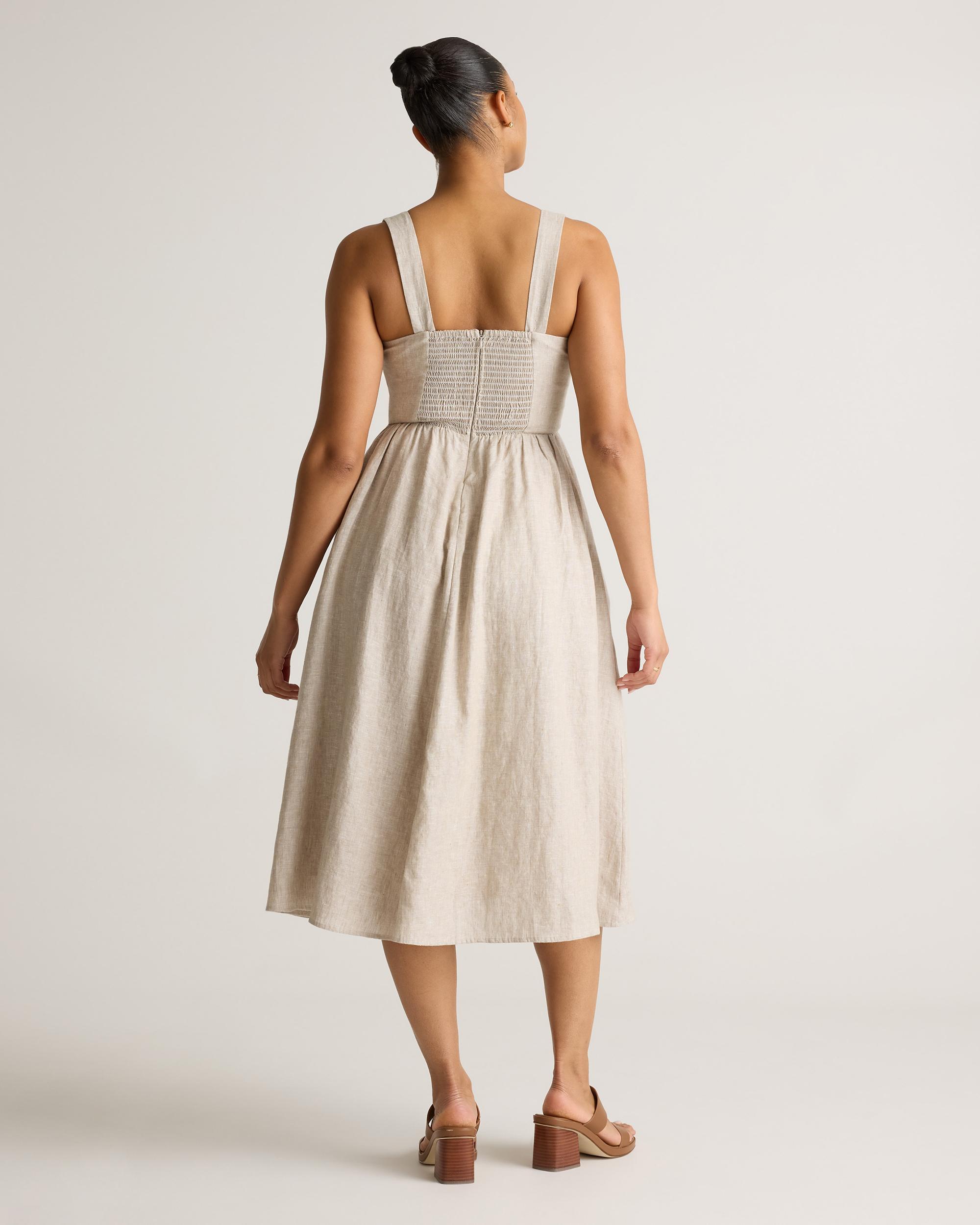 Quince | Women's 100% European Linen Fit & Flare Midi Dress Product Image