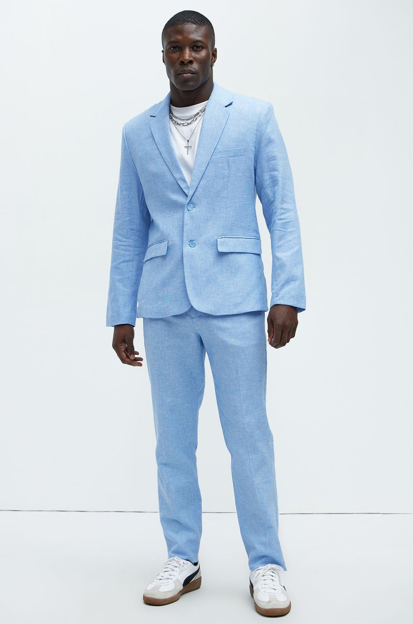 Bahamas Linen Suit Jacket - Ice Blue Product Image