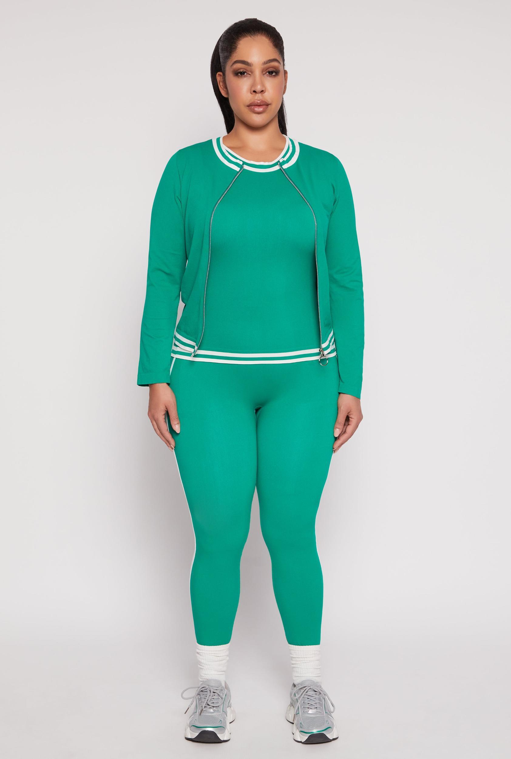Womens Plus Size Seamless Varsity Stripe Leggings Product Image