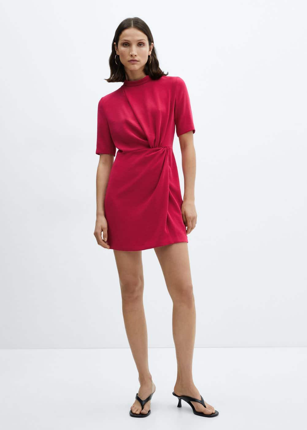 Mango Womens Draped Detail Dress Product Image