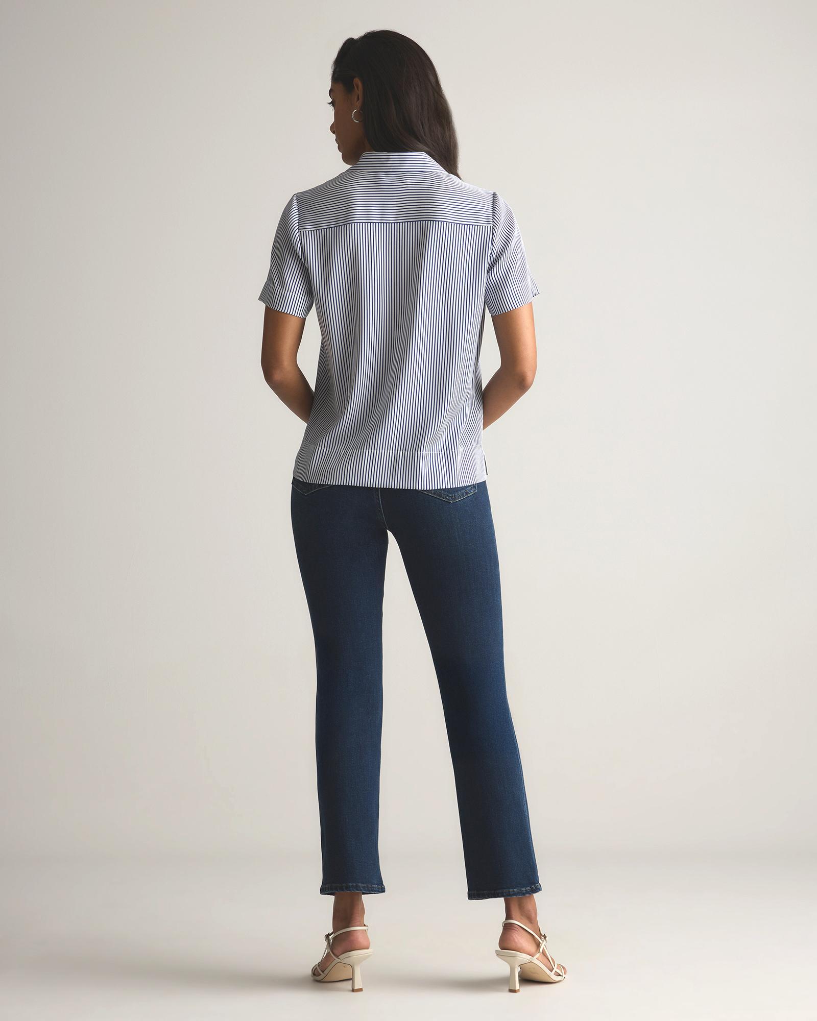 Quince | Women's Washable Stretch Silk Short Sleeve Notch Collar Blouse Size XS, Mulberry Silk Product Image