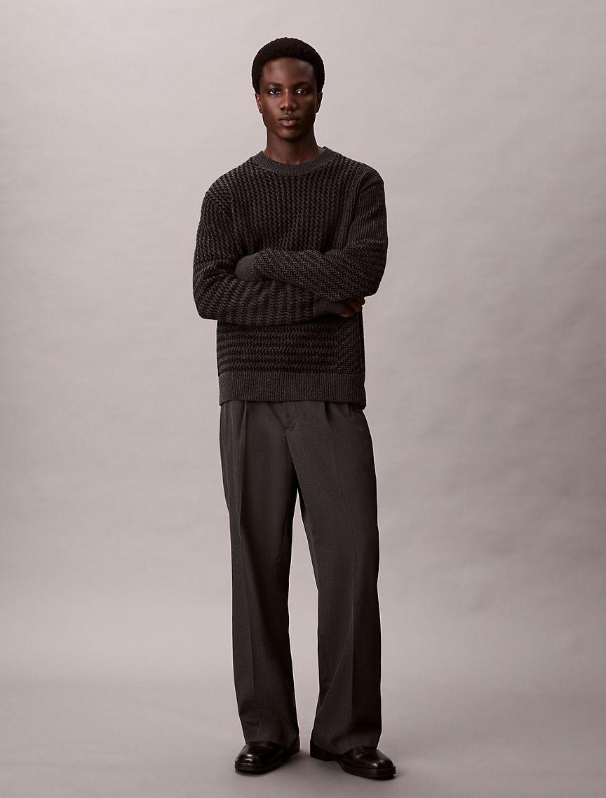 Wool Blend Patterned Relaxed Sweater Product Image