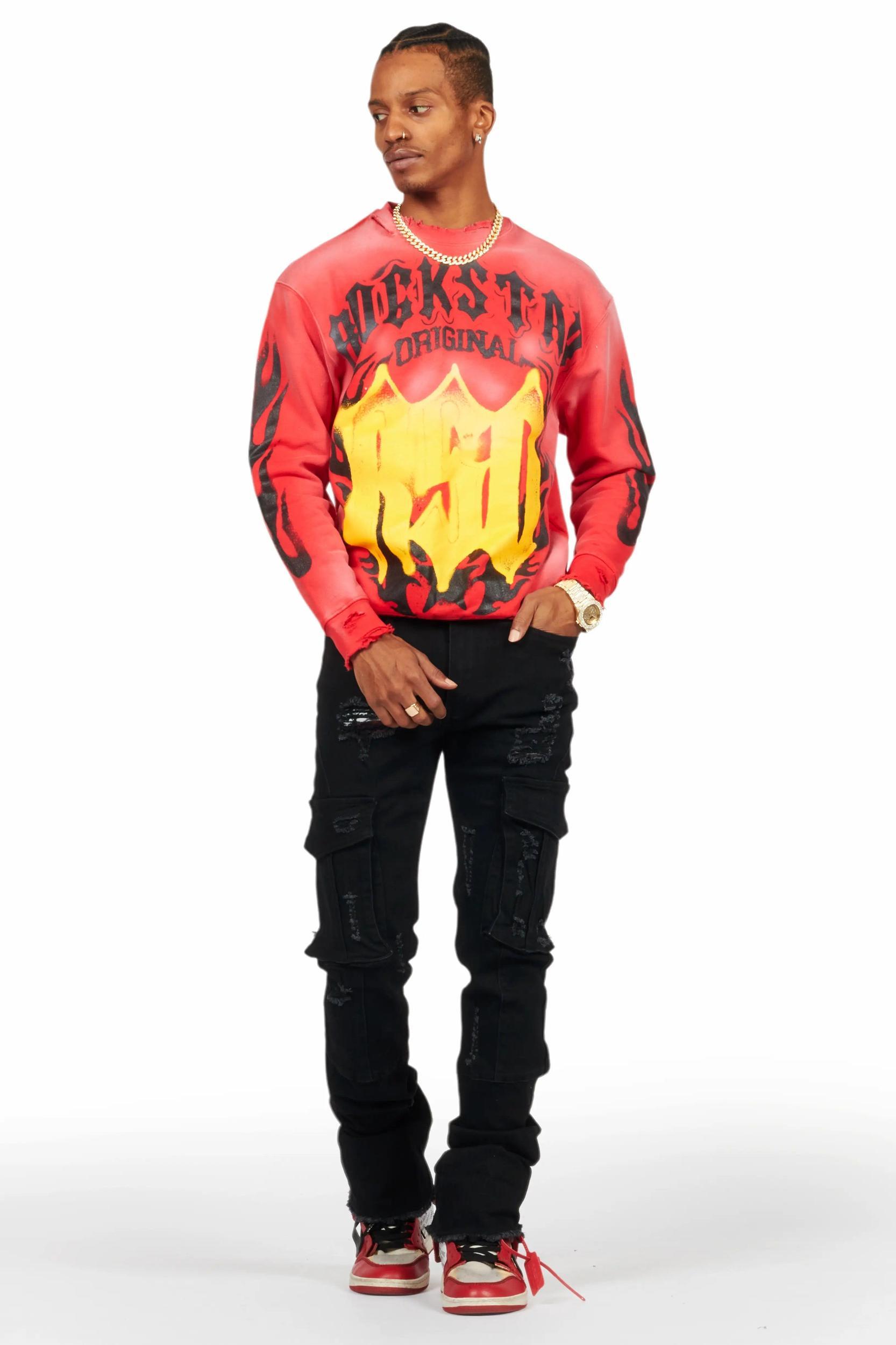 Adalee Black Cargo Stacked Flare Jean Male Product Image
