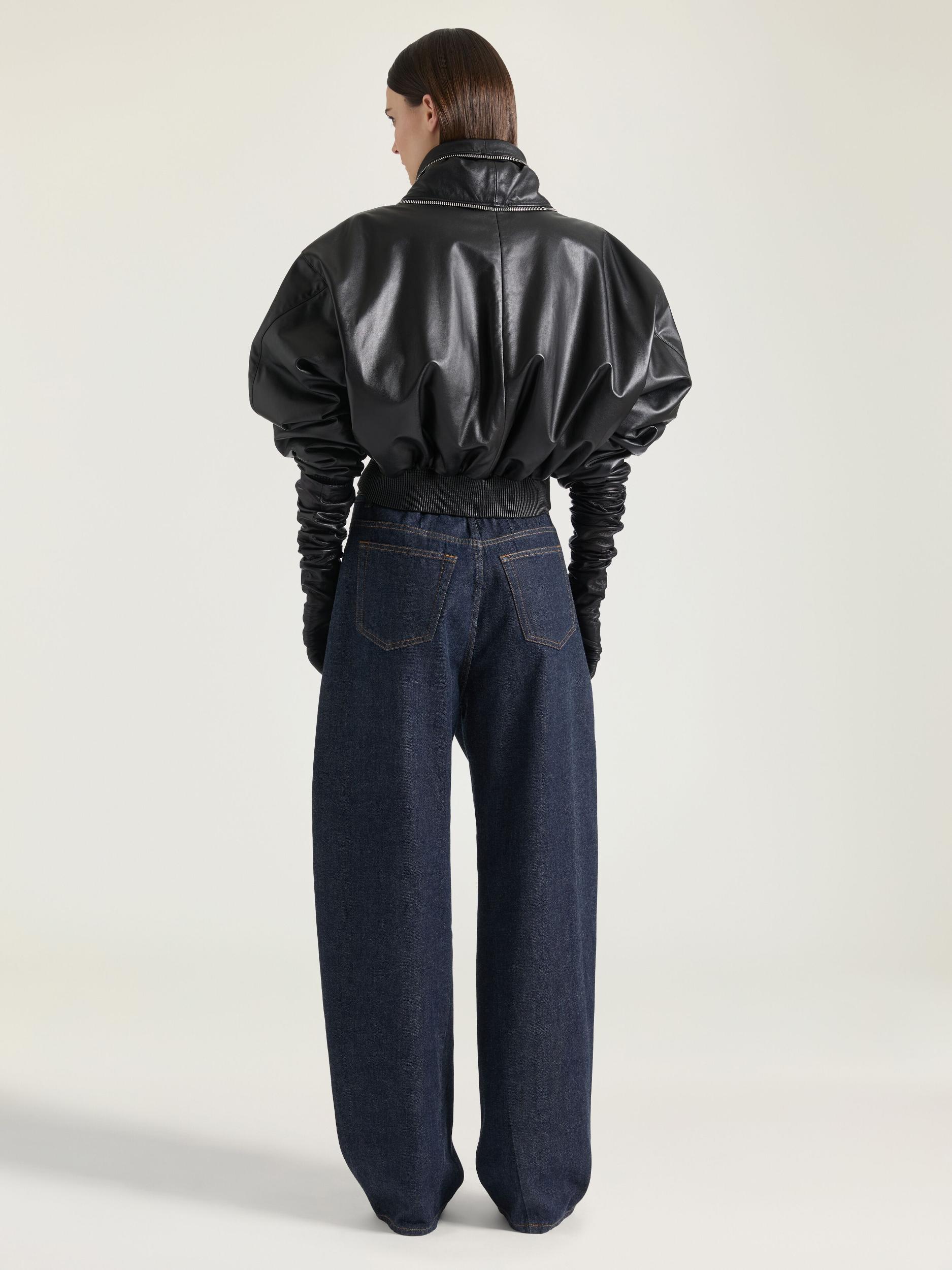 Bomber with zipped shawl collar in nappa leather Product Image