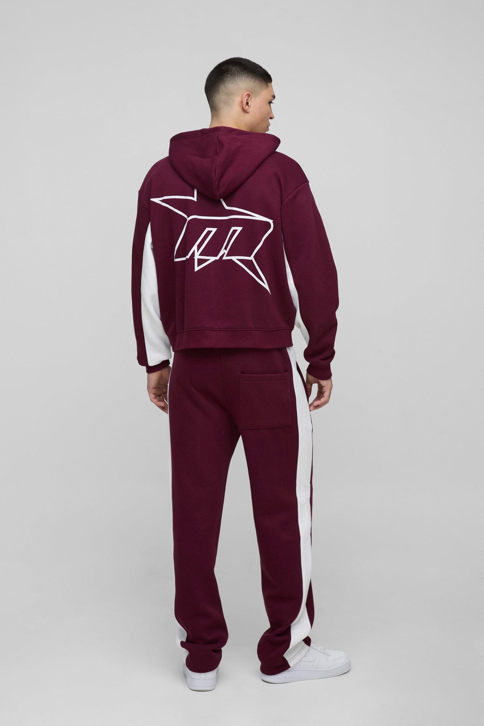 Oversized Boxy M Star Panelled Zip Through Hoodie | boohooMAN USA Product Image