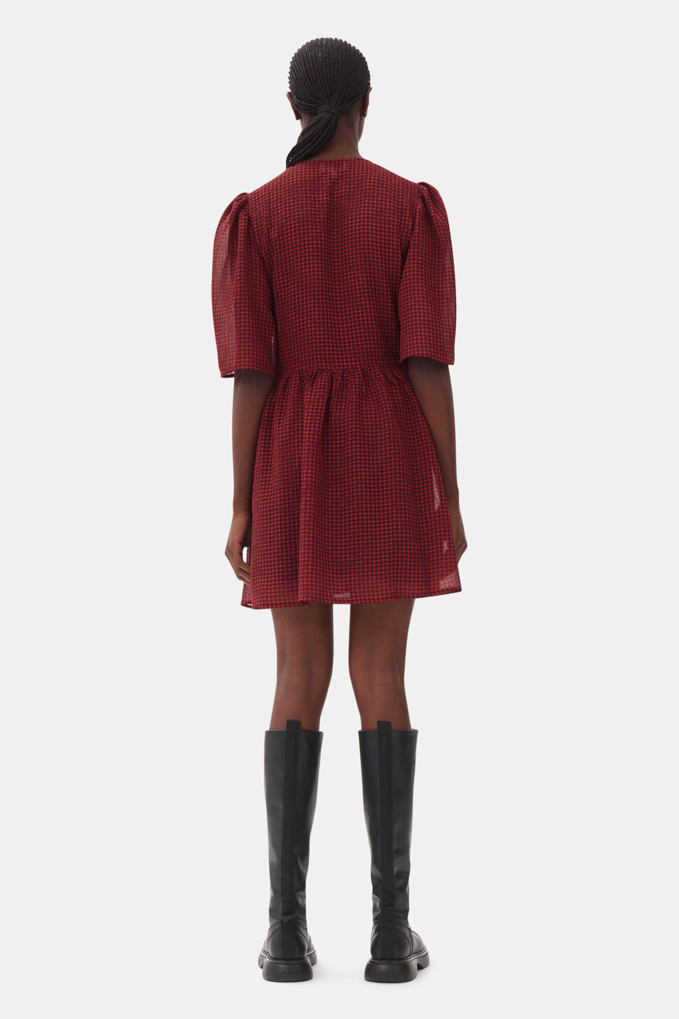 Red Sheer Tie String Wrap Dress Product Image
