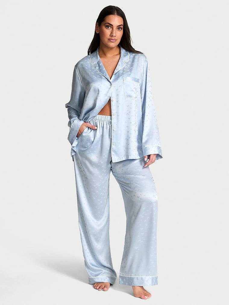 Glazed Satin Long Pajama Set Product Image