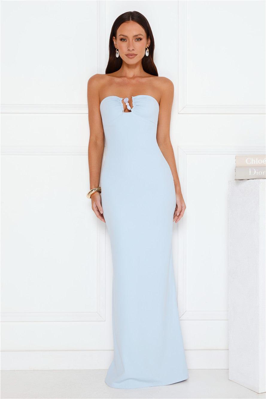 Lavish Lights Strapless Maxi Dress Blue Product Image