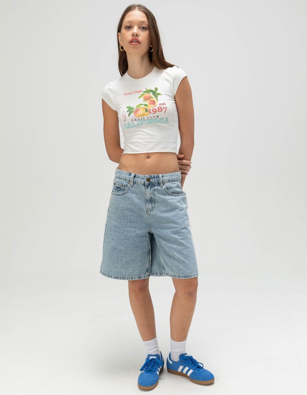 RSQ Womens California Peaches Baby Tee - WHITE Product Image