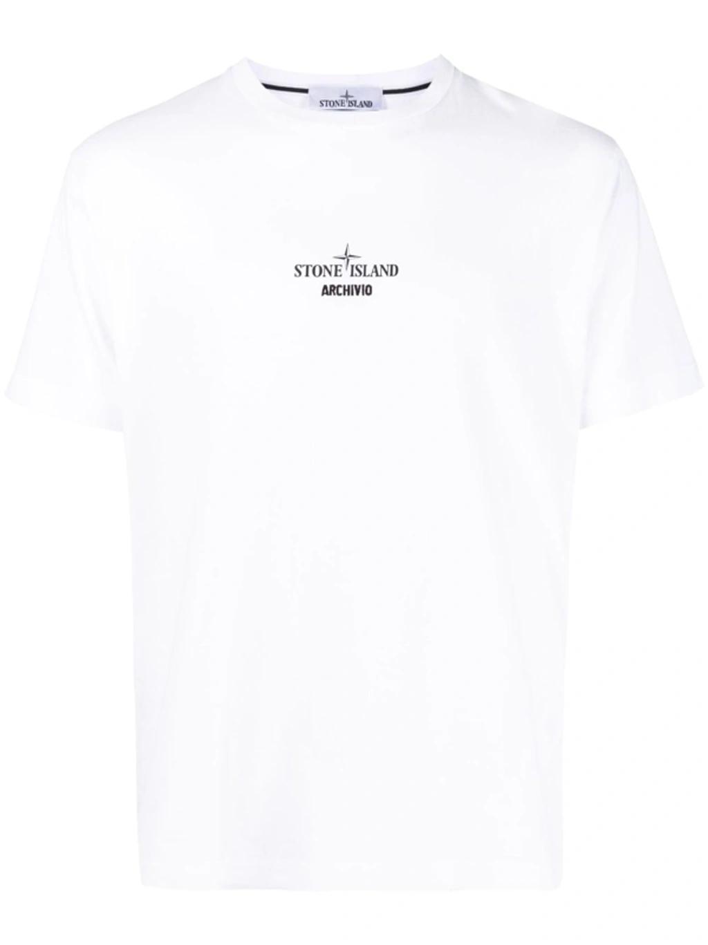 STONE ISLAND White Archivio Print T-shirt Product Image