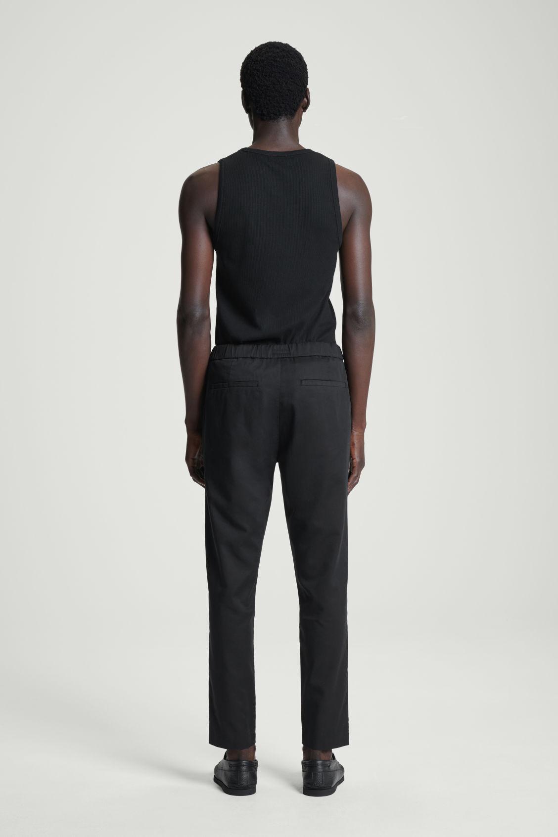 ELASTICATED TAPERED TWILL PANTS Product Image