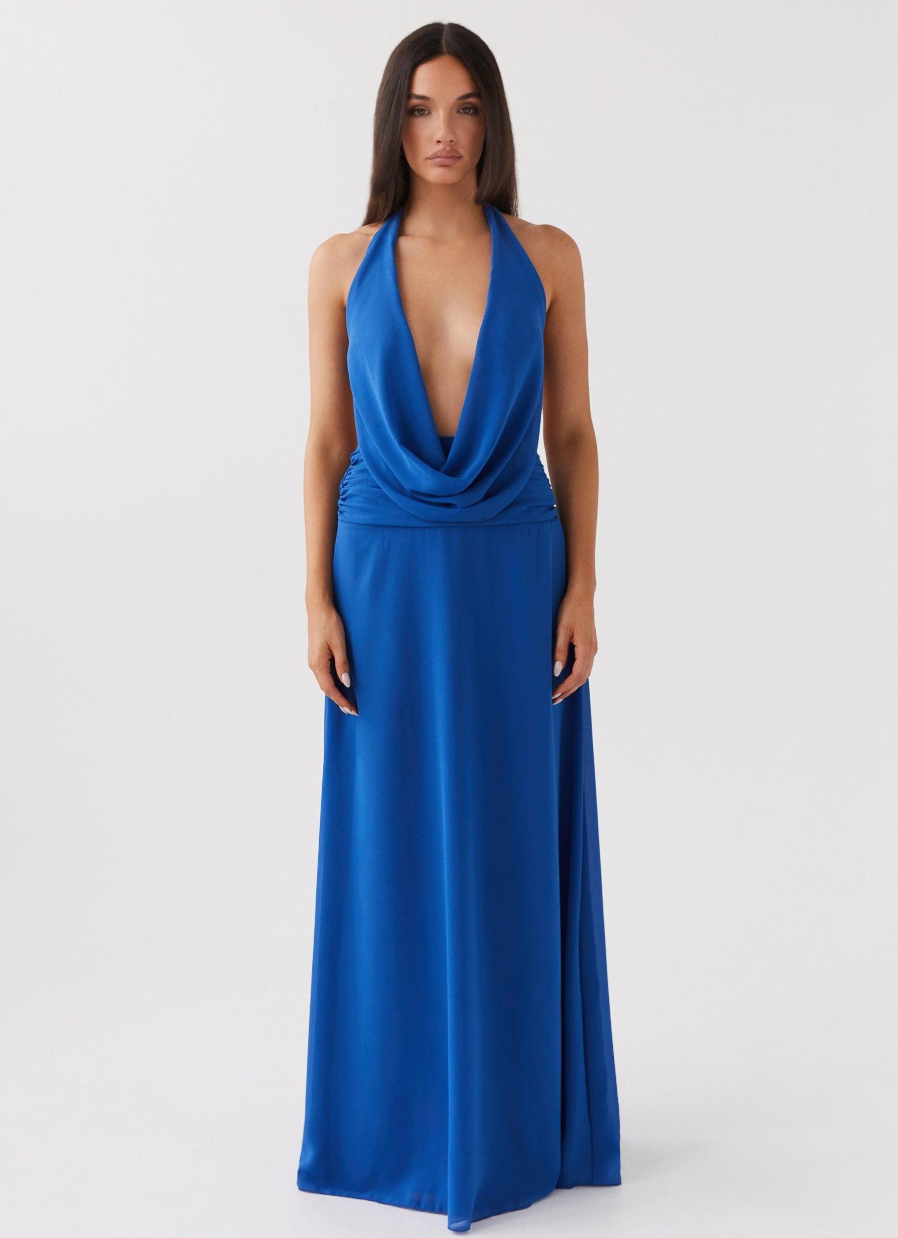Elysia Chiffon Maxi Dress - Cobalt Product Image