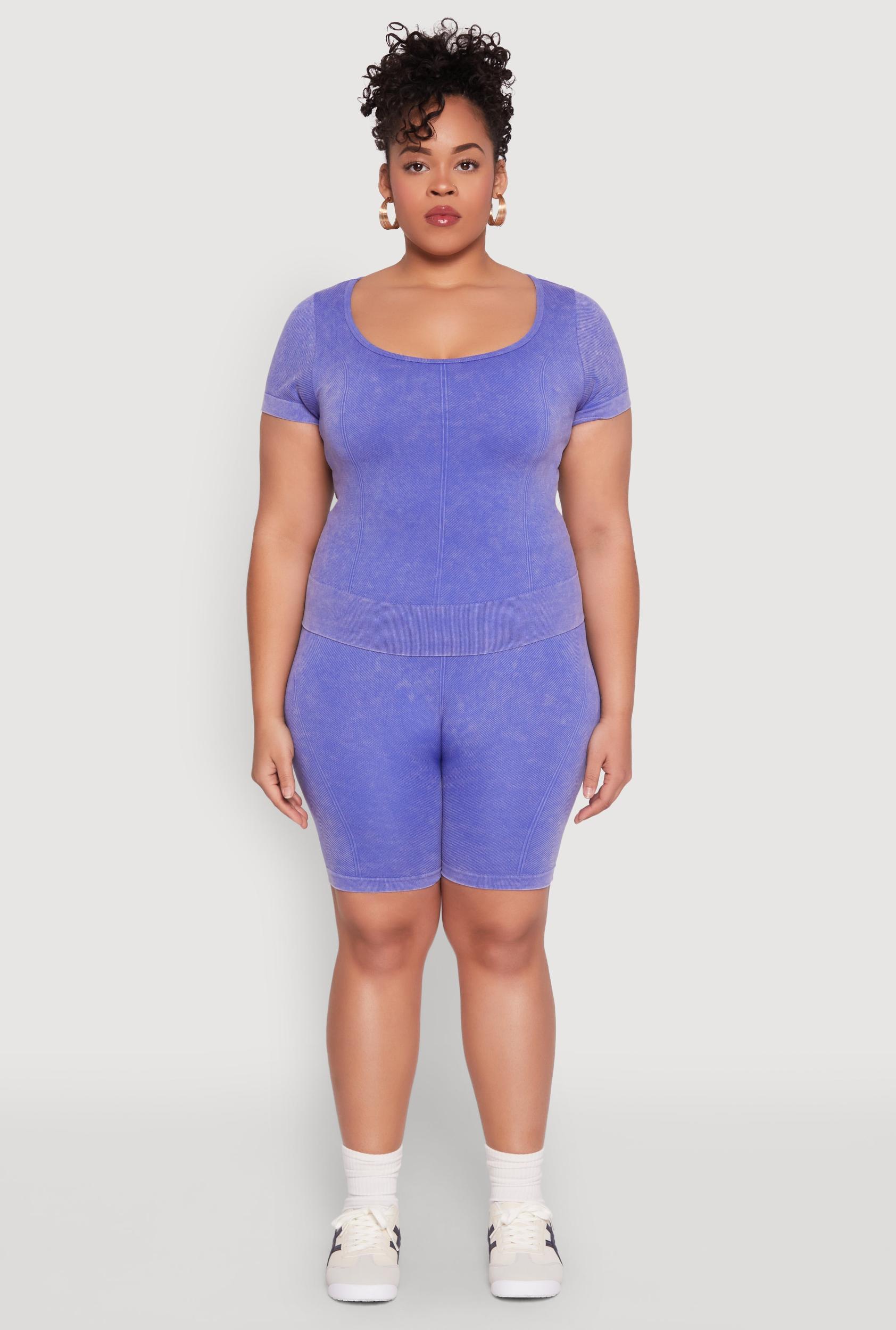 Womens Plus Size Mineral Wash Biker Shorts Product Image