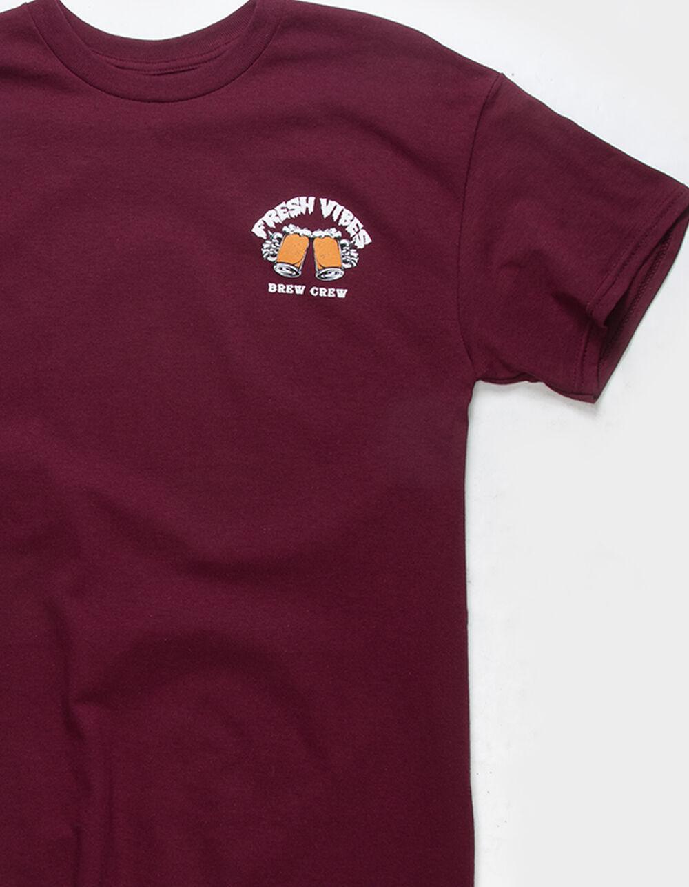 FRESH VIBES Brew Crew Mens Tee - BURGUNDY Product Image