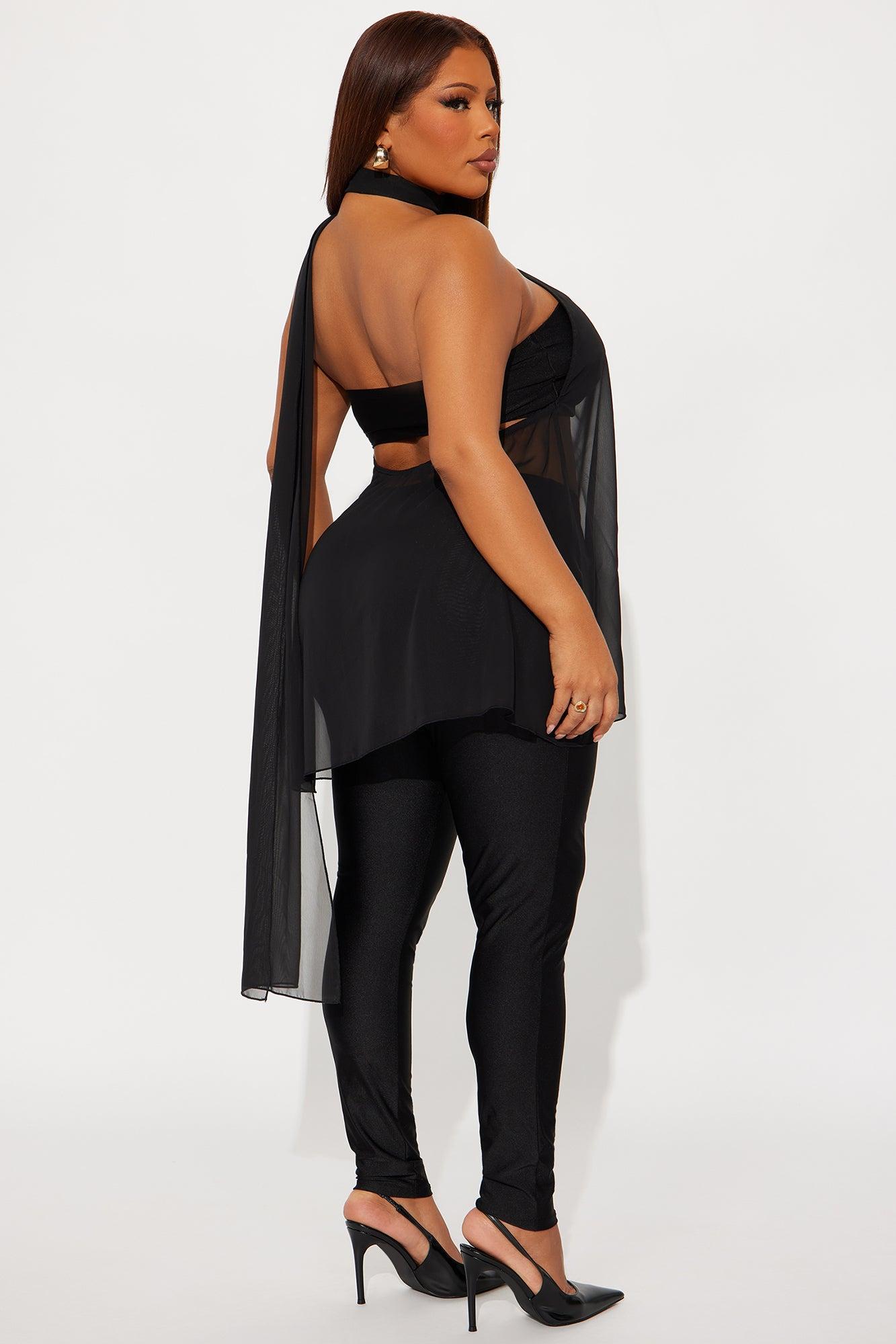 Amaya 3 Piece Scarf Top And Pant Set - Black Female Product Image