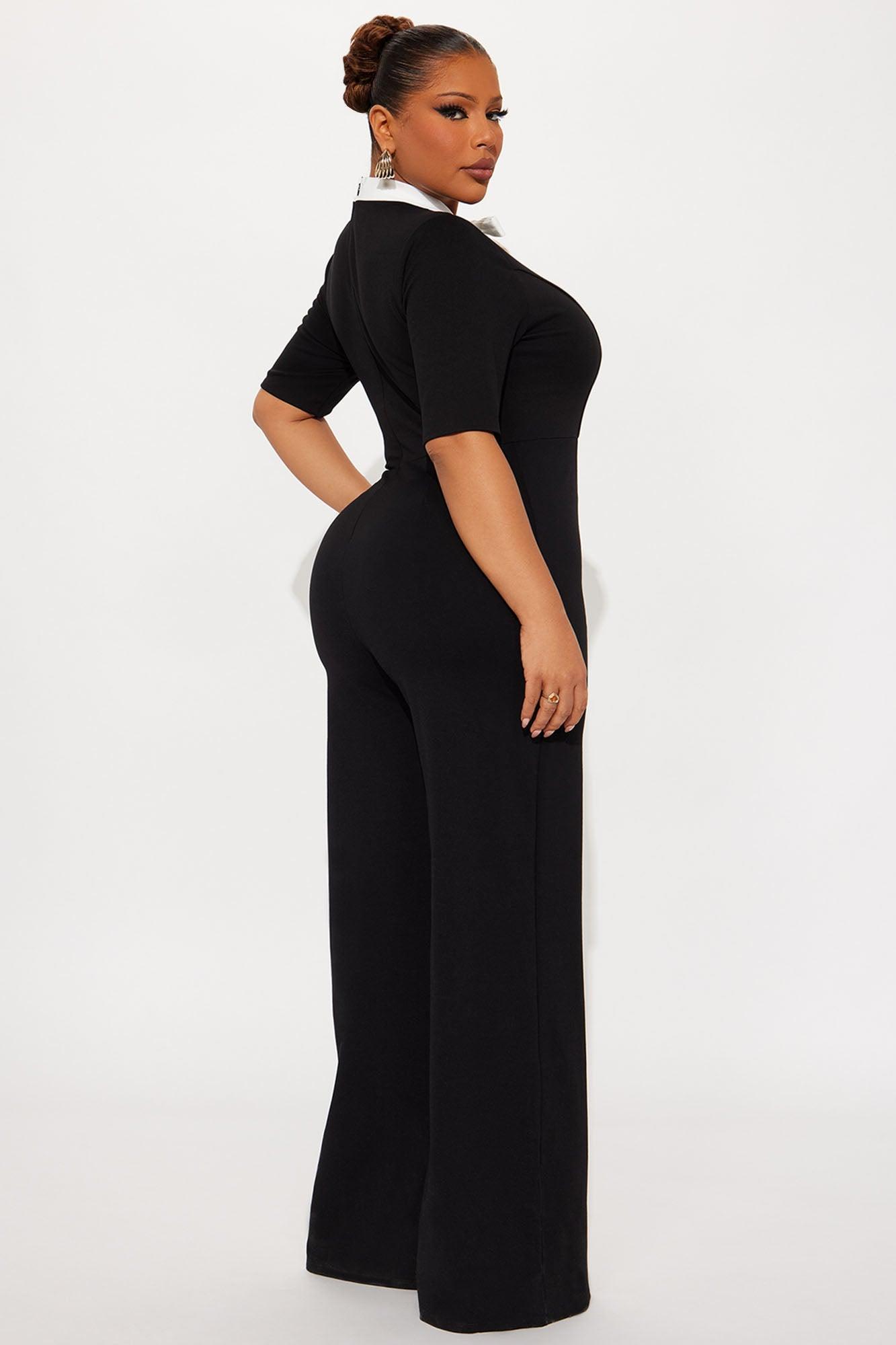 Sweet Like Me Ponte Jumpsuit - Black/White Product Image