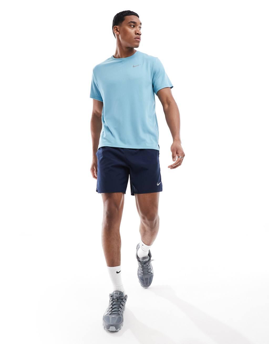 Nike Running Miler Dri-FIT t-shirt in light blue Product Image