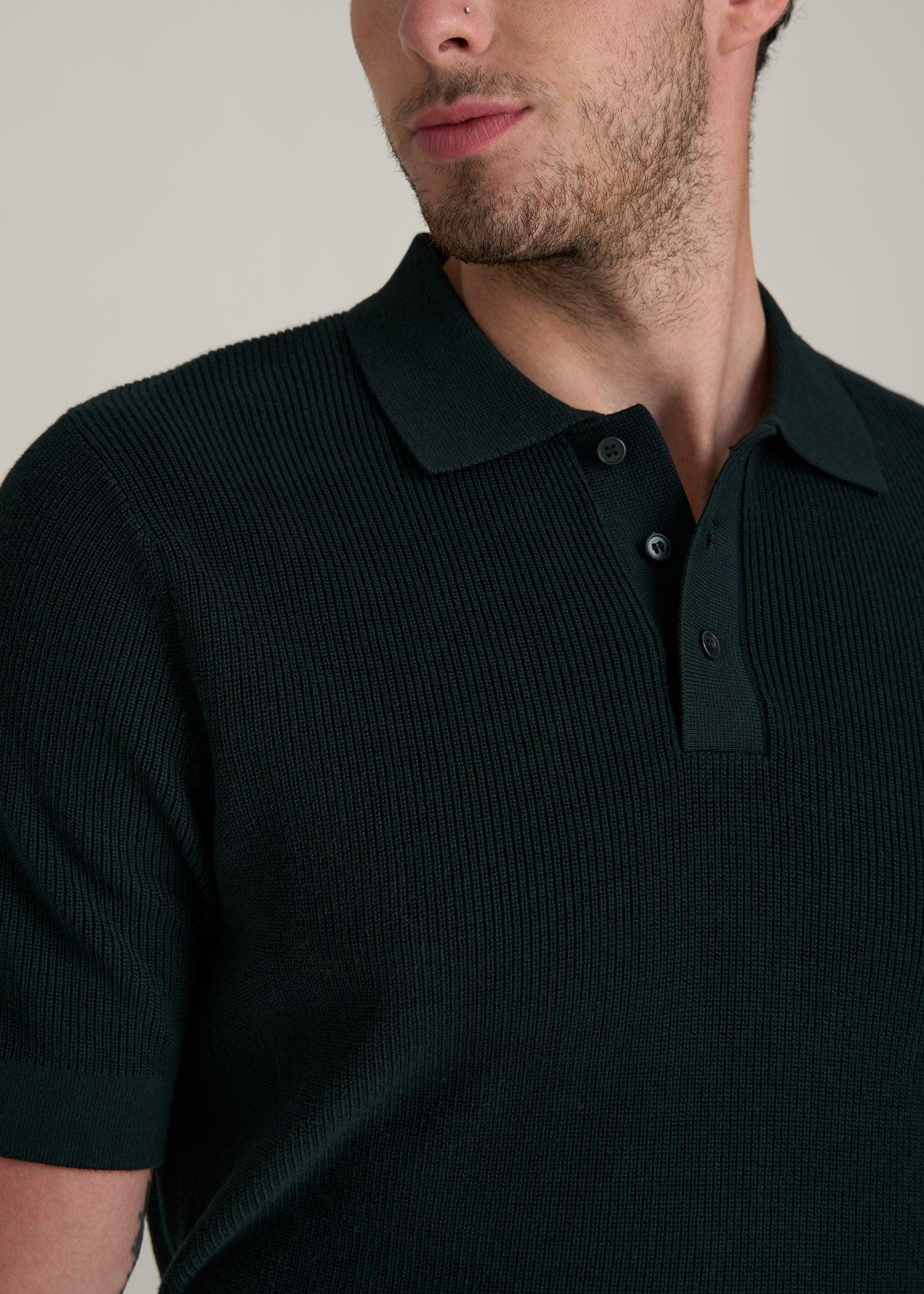Purl Knit Tall Men's Polo Sweater in Emerald Product Image
