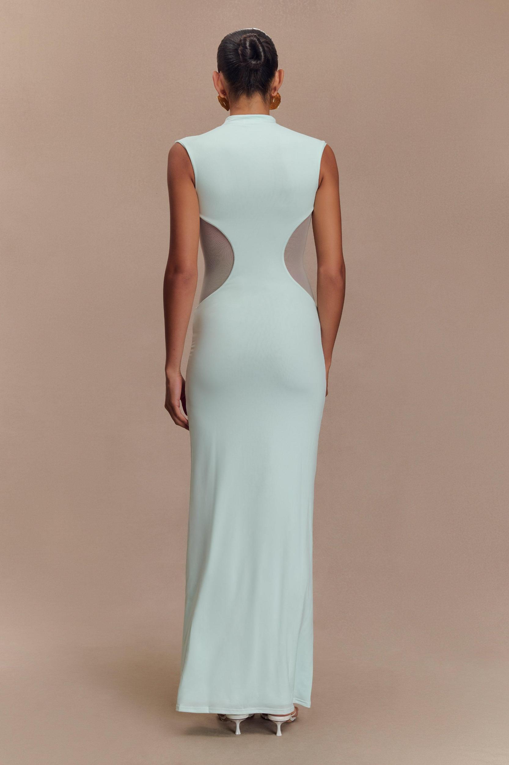 Massie Slinky And Mesh Maxi Dress - Lagoon Product Image