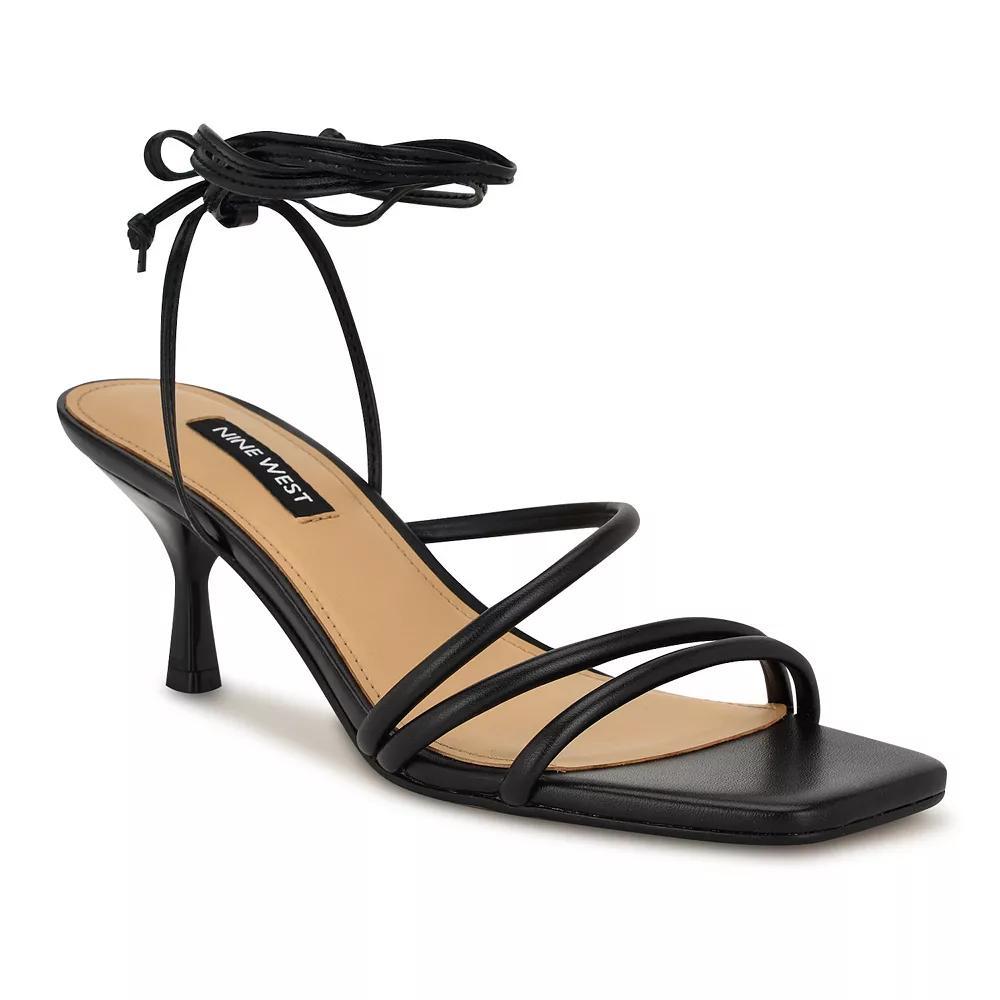 Nine West Hendy Square Toe Tapered Heel Women's Dress Sandals, Size: 9.5, Black Product Image