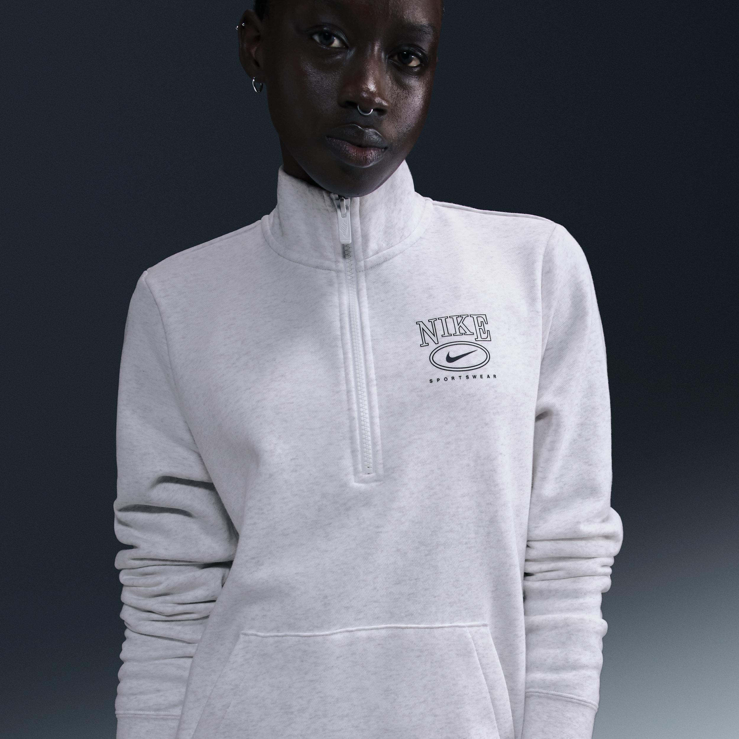 Women's Nike Sportswear Club Fleece Mock-Neck 1/2-Zip Graphic Top Product Image