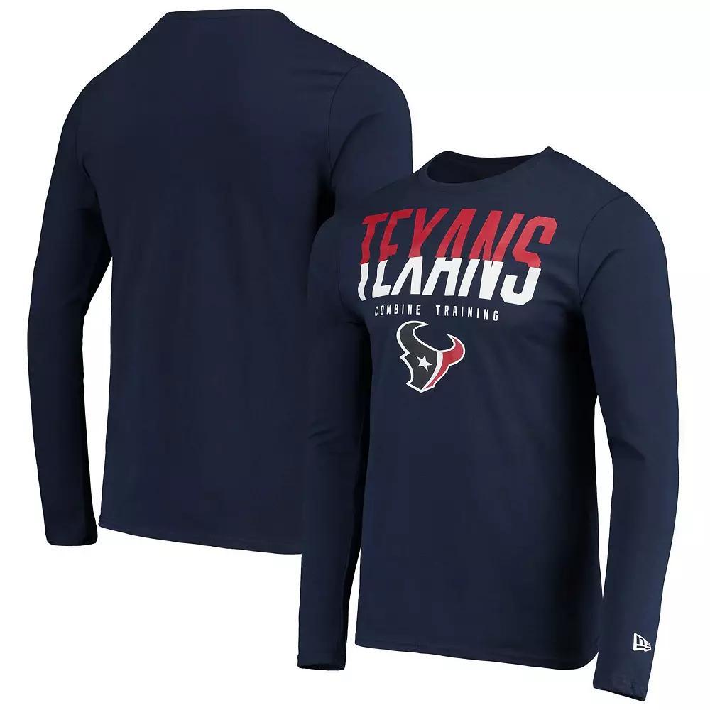 Men's New Era Navy Houston Texans Combine Authentic Split Line Long Sleeve T-Shirt, Size: Large, Blue Product Image