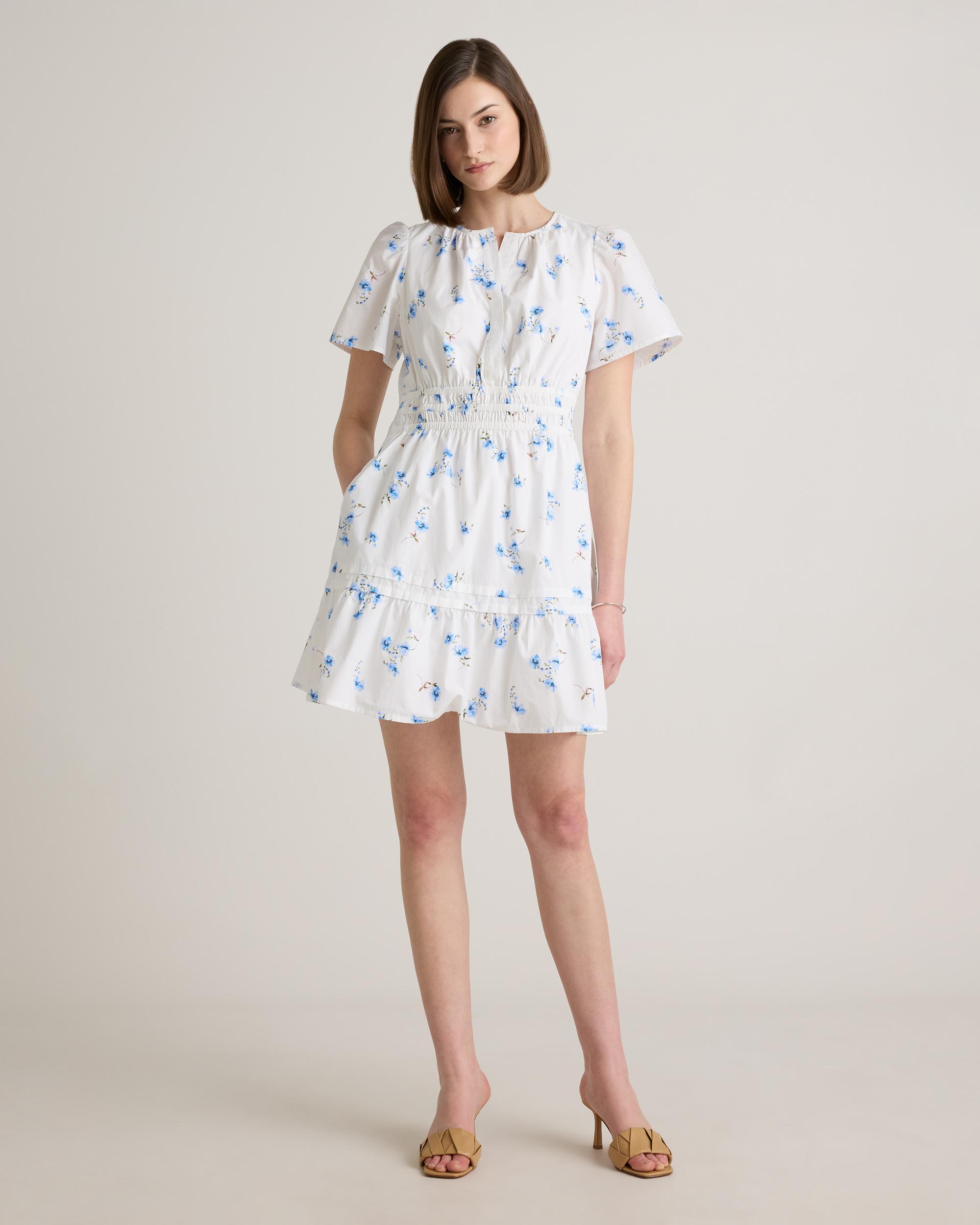 Quince | Women's Poplin Tiered Mini Dress Size XS, Organic Cotton Product Image