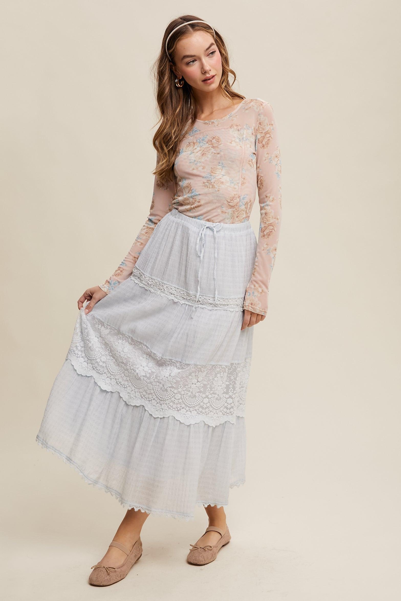 Floral Mesh Long Sleeve Top Product Image