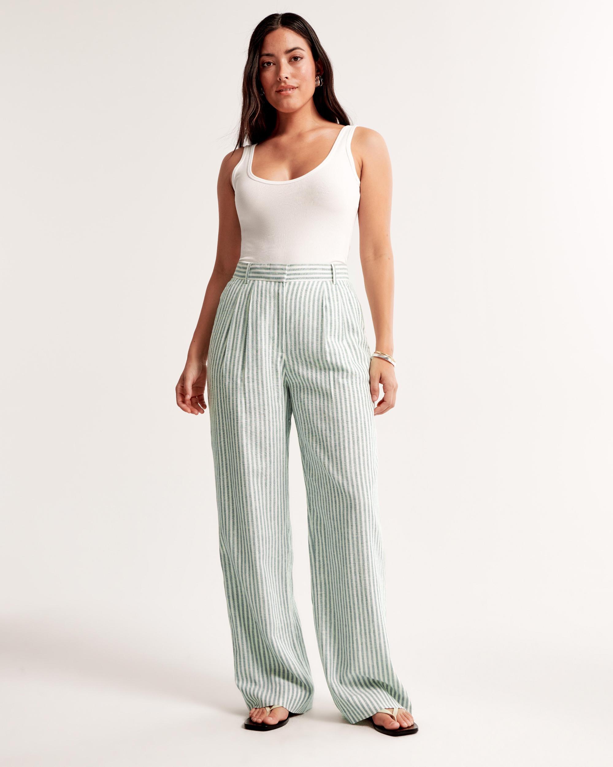 Curve Love A&F Sloane Tailored Linen-Blend Pant Product Image