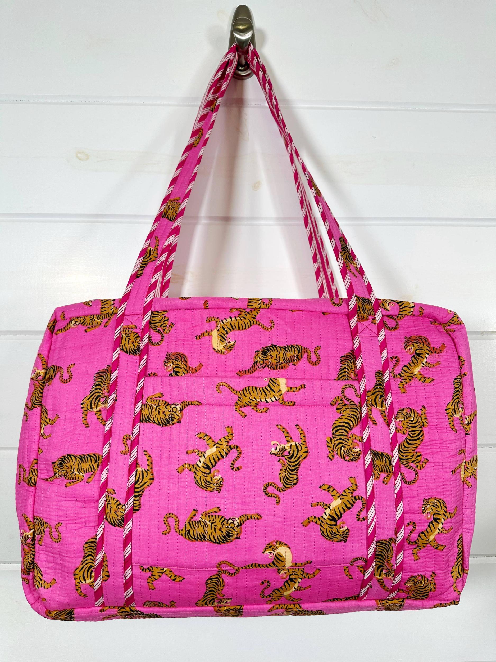 Blue and Tomato Striped Tiger Cosmetic Bag Product Image