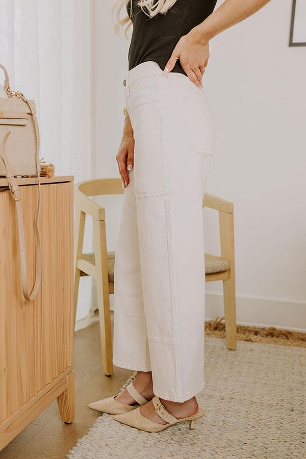 The Maeve High Waist Wide Leg Crop Jean in Cream Product Image