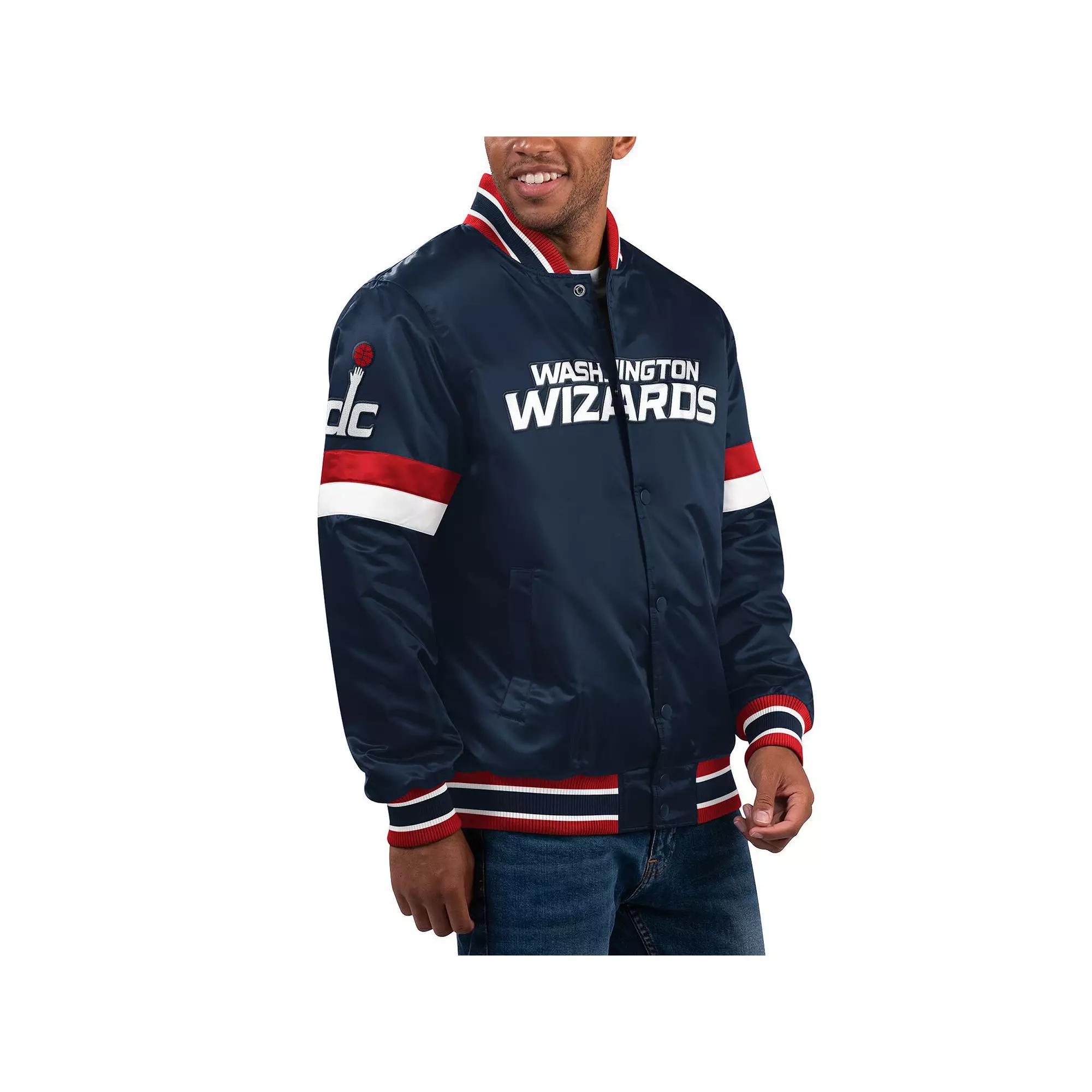Men's Starter Navy Washington Wizards Home Game Satin Full-Snap Varsity Jacket, Size: XL, Wiz Blue Product Image