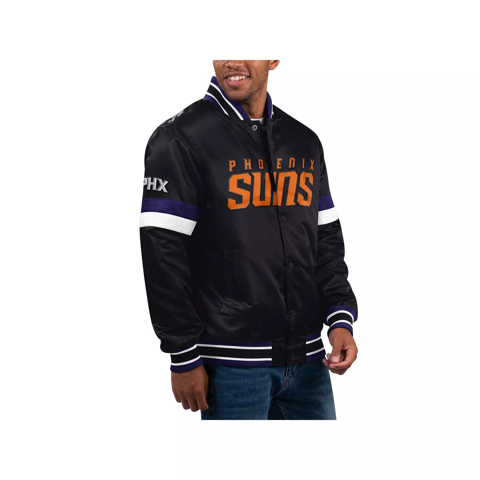 Men's Starter Black Phoenix Suns Home Game Satin Full-Snap Varsity Jacket, Size: XL, Phx Black Product Image