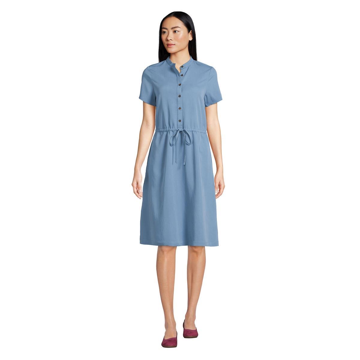 Women's Lands' End Button Front Shirtdress, Size: XL, Lily Medallion Tile Product Image