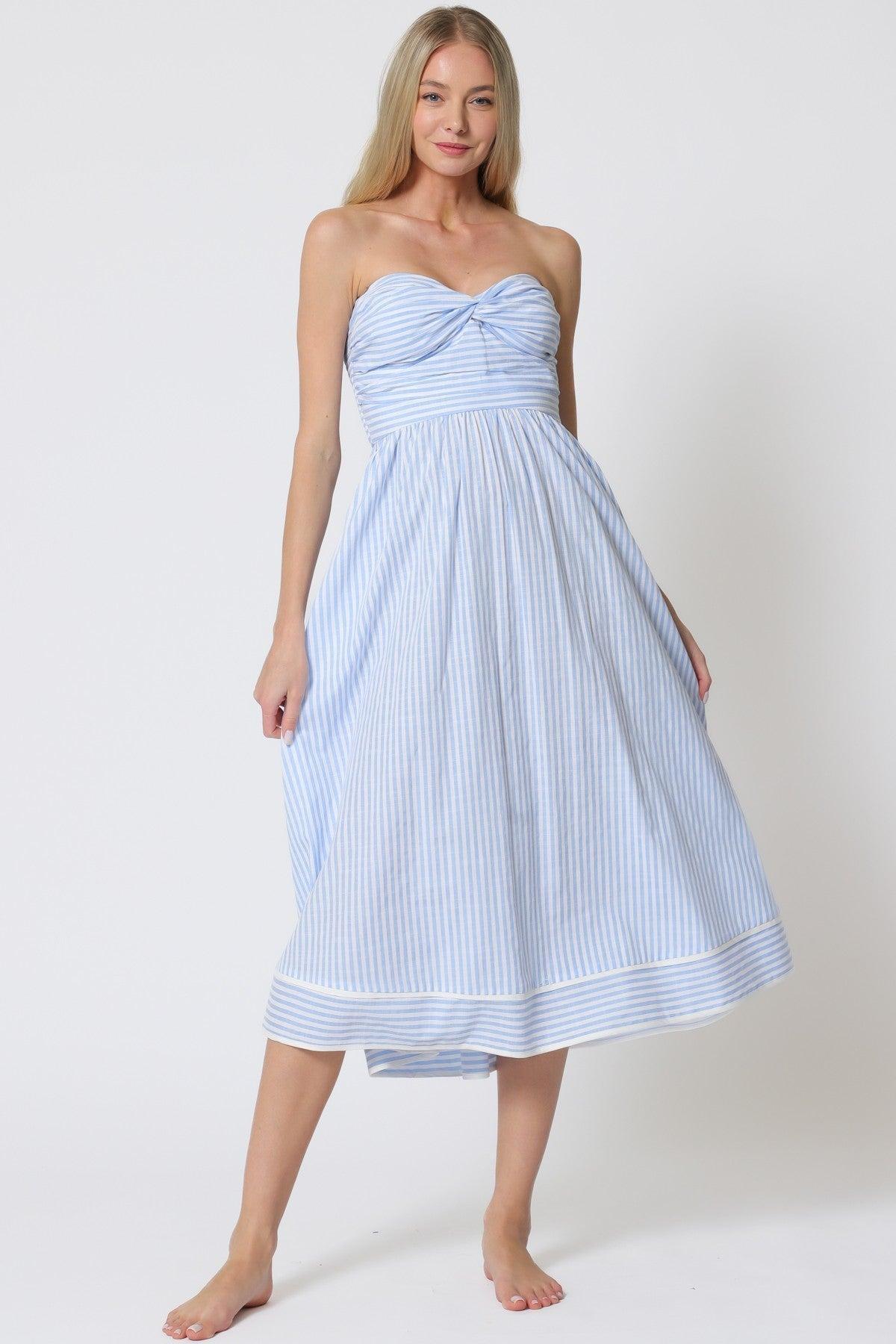Nautical Strapless Midi Dress Product Image